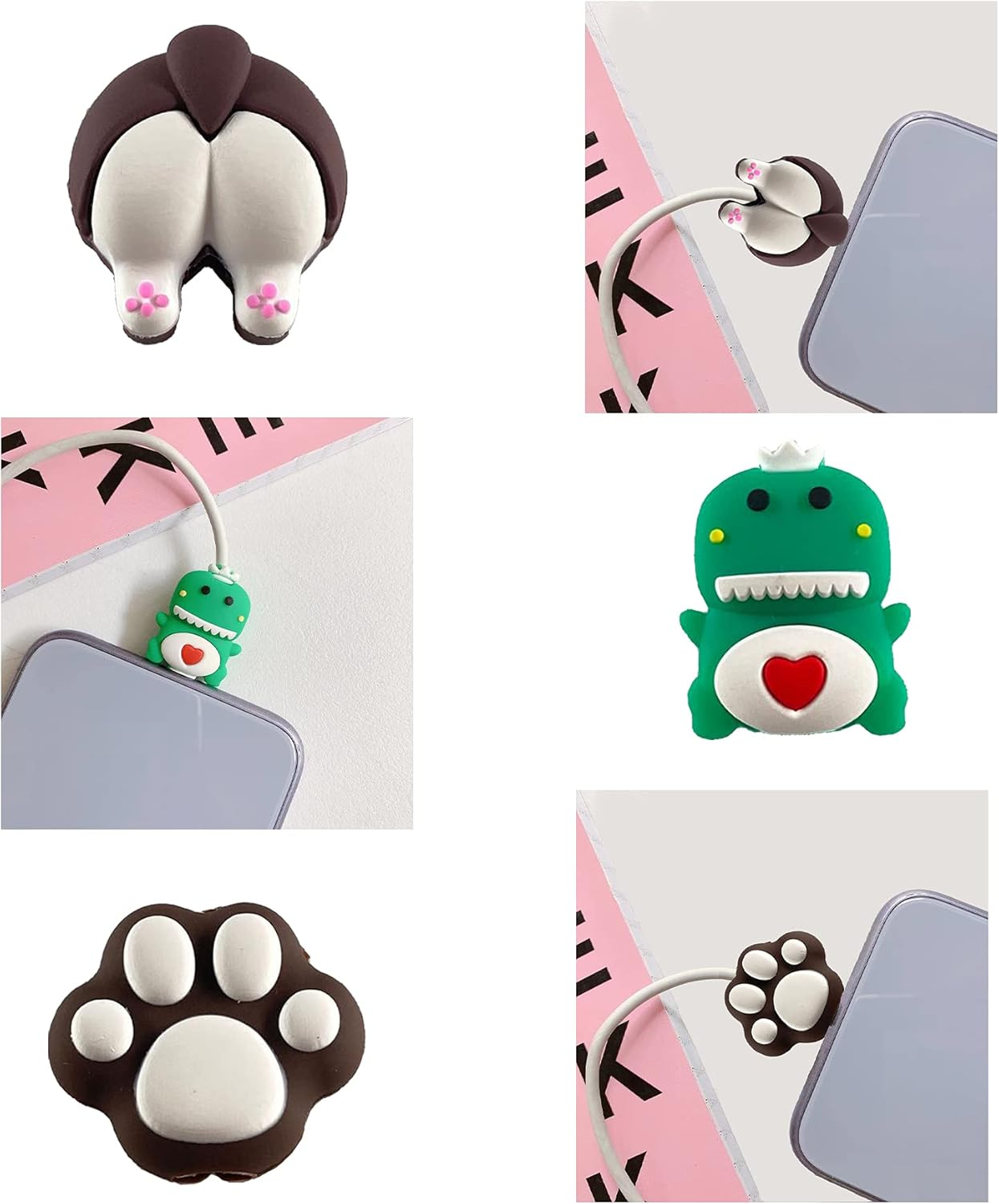 ZAKVOOR 15 Pack USB Charger Protector for Iphone Ipad Cable, Cute Animal Fruit Bite Charging Protector and Cord Holder, Charging Cable Saver Phone Accessory image number 4