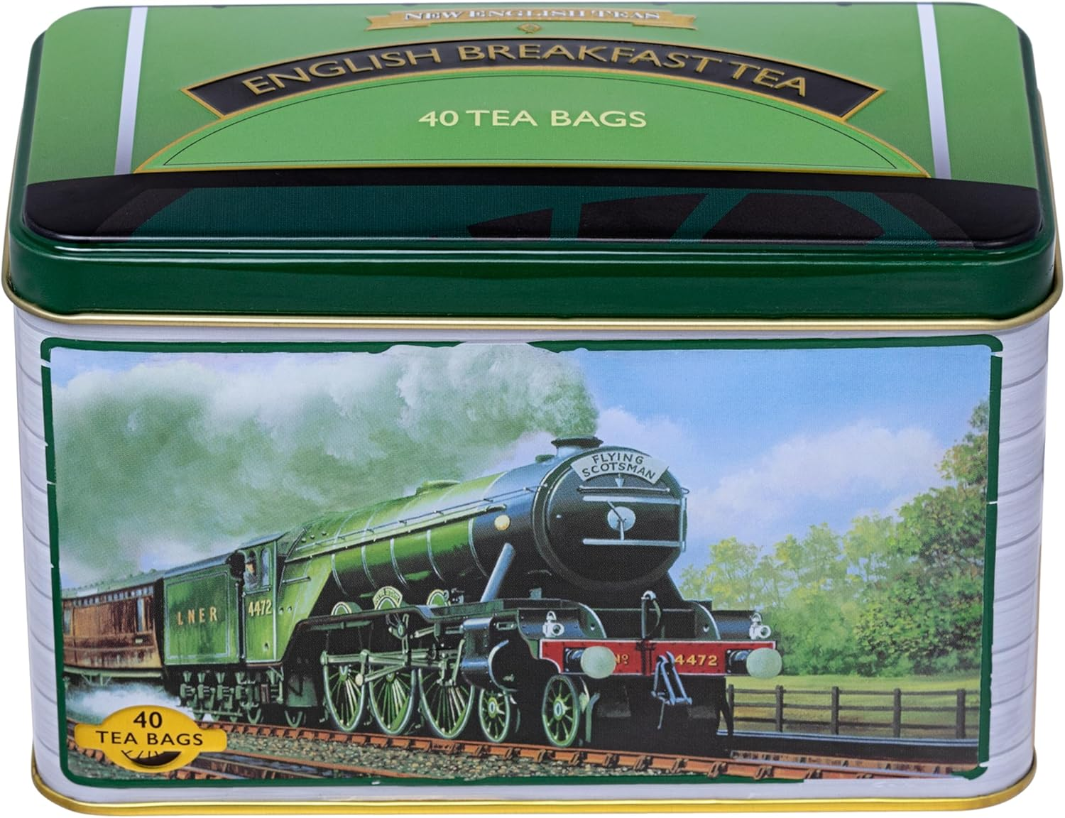 New English Teas Flying Scotsman Tea Caddy with 40 English Breakfast Teabags for Train Enthusiasts image number 1