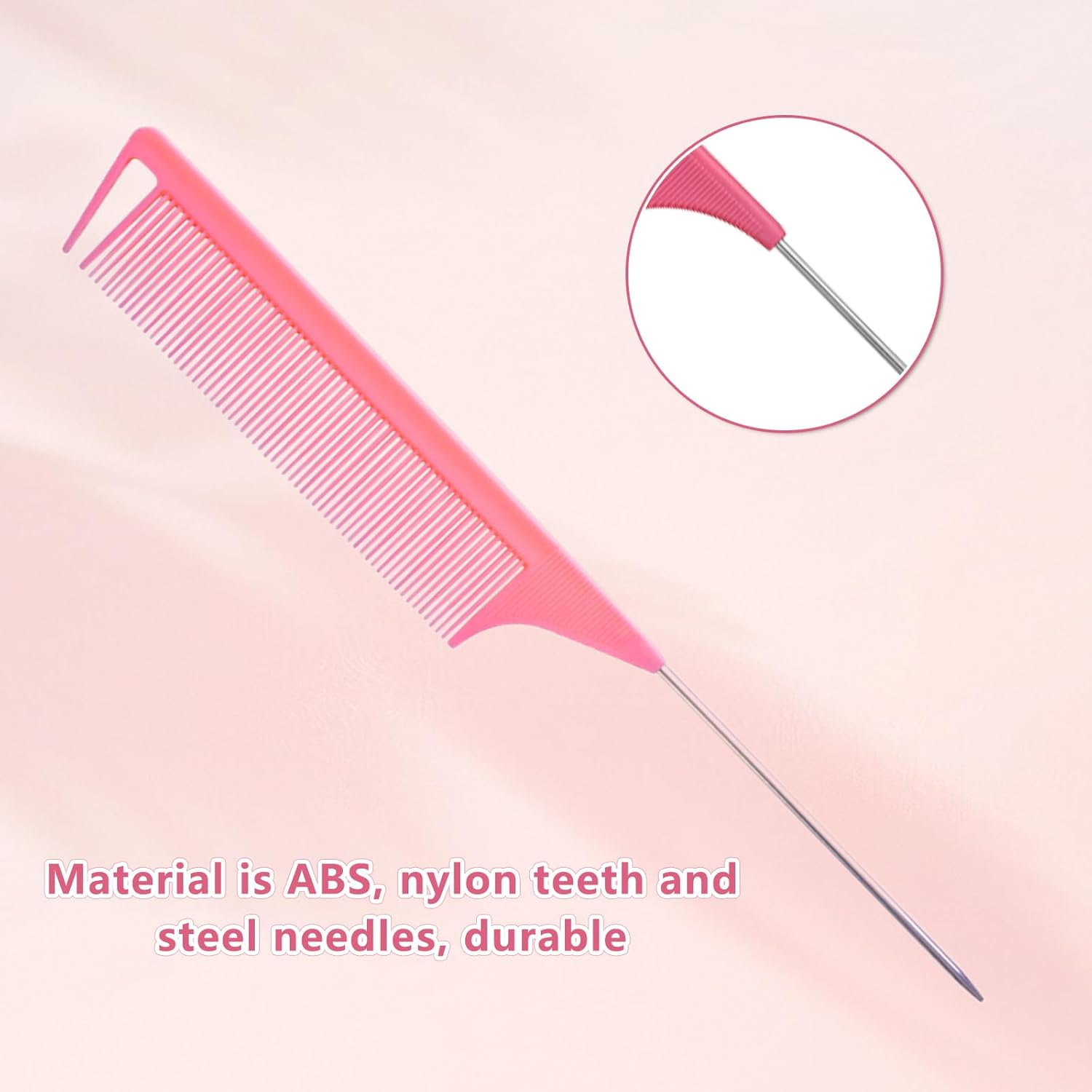 Debbery 3 Pcs Hair Brush Set, Slick Back Hair Brush Edges Brush, Back Combing Brushes, Rat Tail Comb Double Sided Edge Brush for Teasing Hair Slicking Brushing Combing Styling (Pink) image number 1