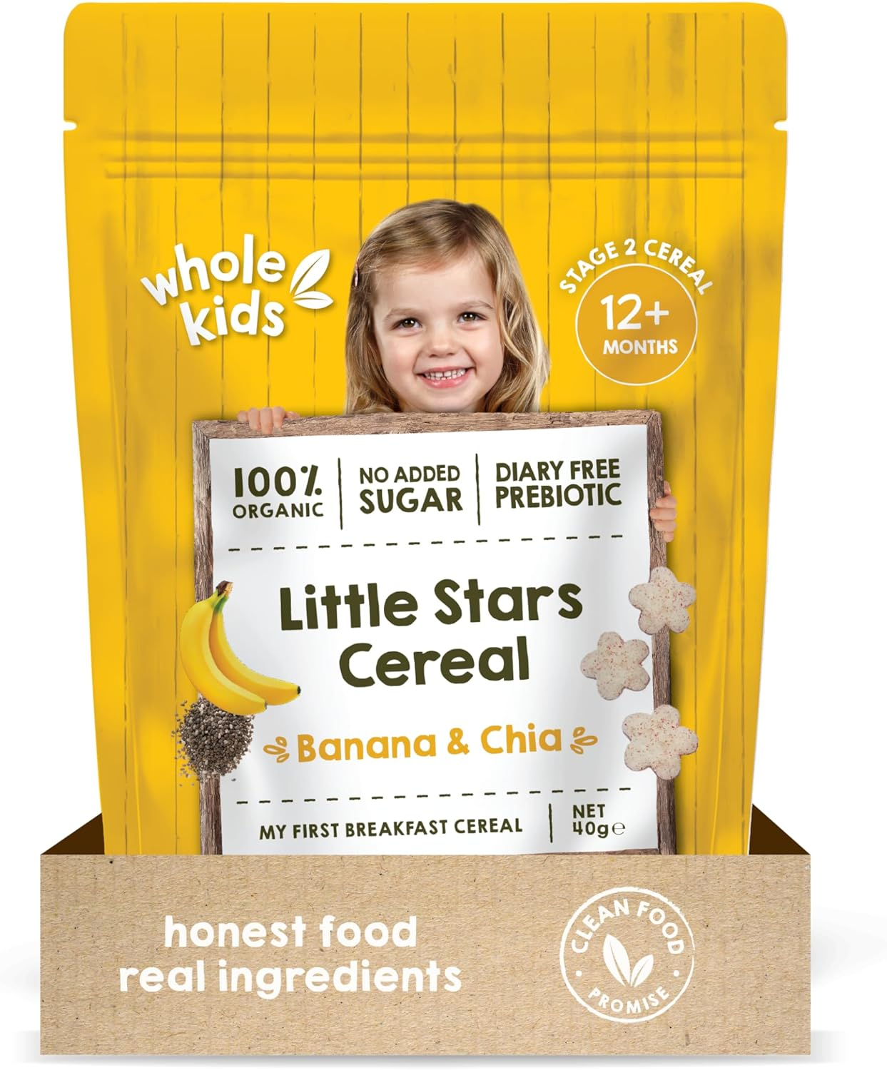 Whole Kids Organic Little Stars Banana and Chia Cereal 40 G image number 1