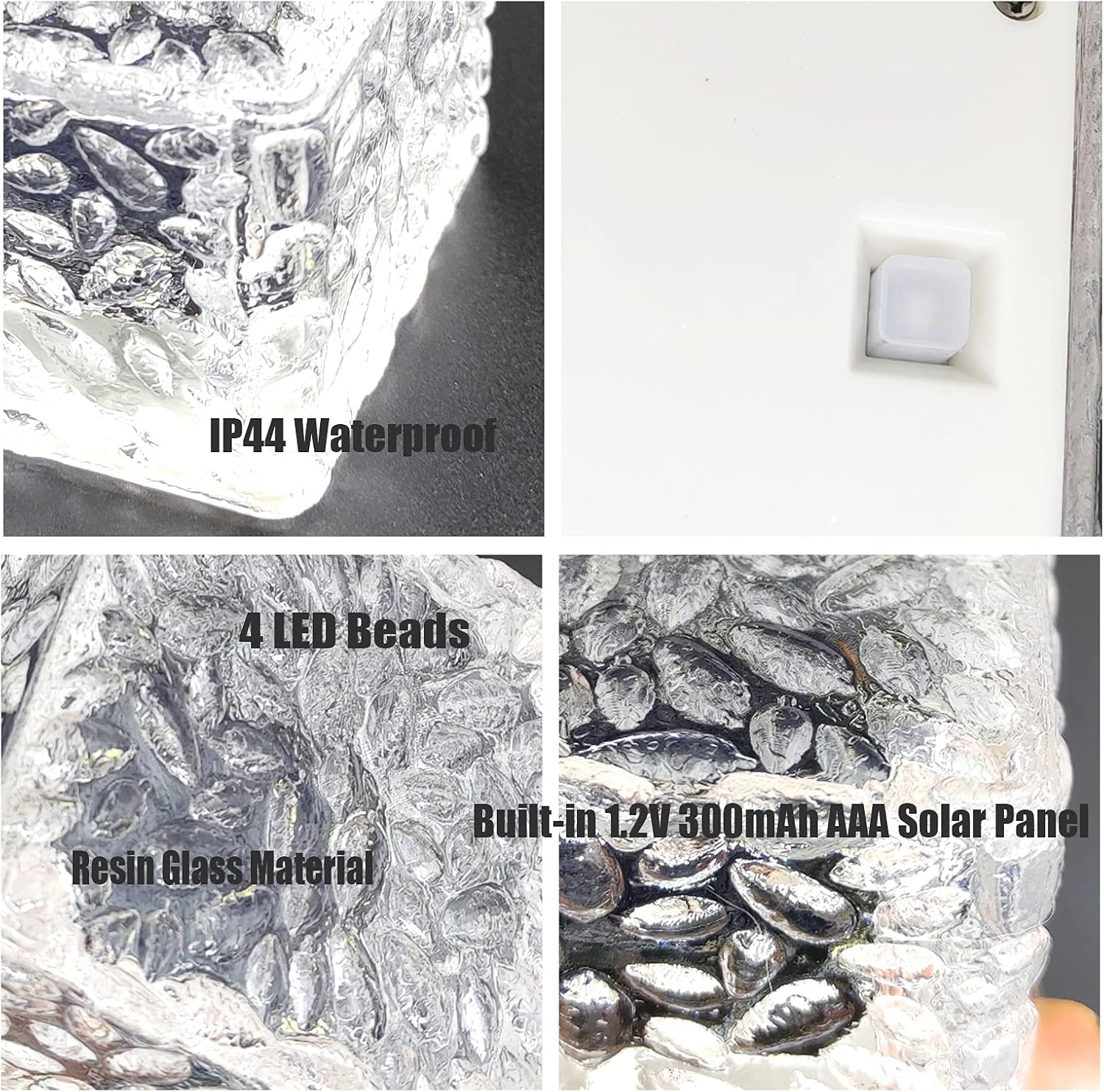 MEDOYOH 4PCS Warmwhite Light Solar Light PVC Brick, Solar LED Brick Light with Light Sensor, On/Off Solar Path Lights Outdoor Garden Ornaments for Lawn Path Courtyard Deck Ground Pond, 7X7X5Cm image number 4