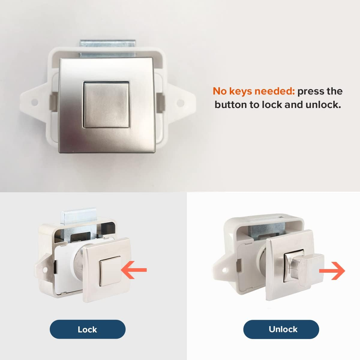 Dream Lighting Cabinet Door Catch Lock Drawer Closet Push Press Switch Caravan Motorhome Camper RV Marine Boat Latch Cupboard Knob Keyless Pack of 4 image number 1