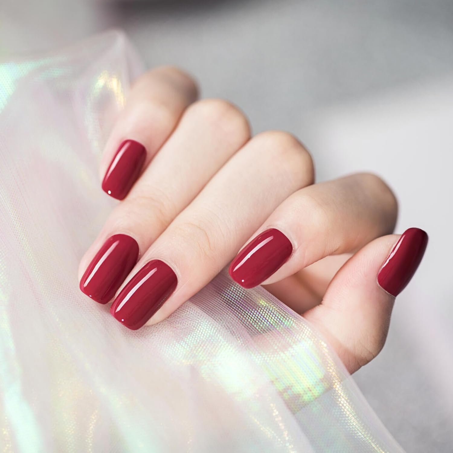 16 Pcs Semi Cured Gel Nail Stickers, Red Nail Strips Wraps for Salon-Quality Manicure, for Works with Any UV Lamp, Easy to Apply, Trim, & Remove Gel Stickers