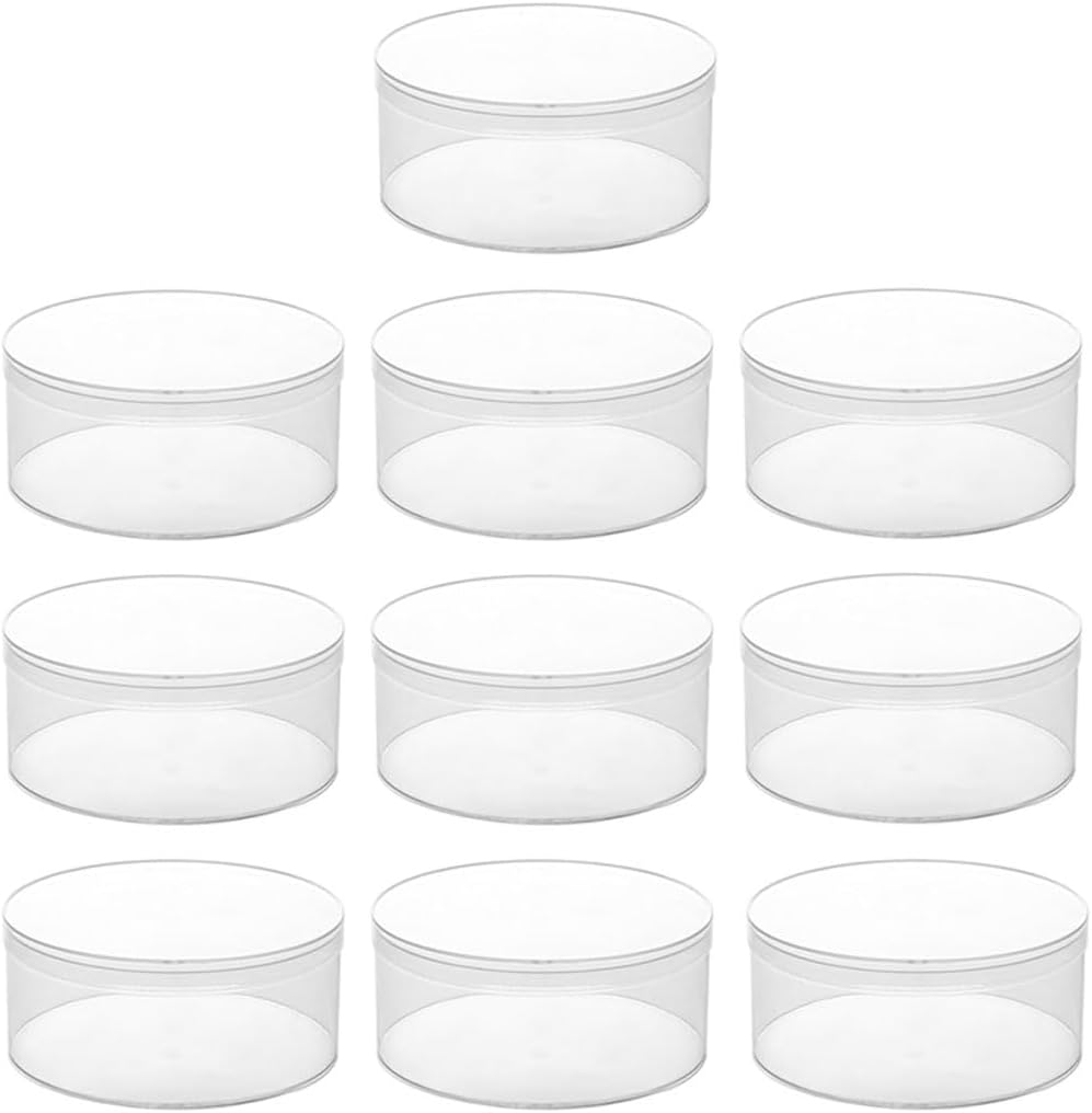 AIMALL 10Pcs Transparent Acrylic round Box, Thickened Plastic Storage Box for Wedding, Candy, Cosmetics, Nail Art, Handcrafts, 5.9 X 2.6In & 4 X 1.4In image number 2