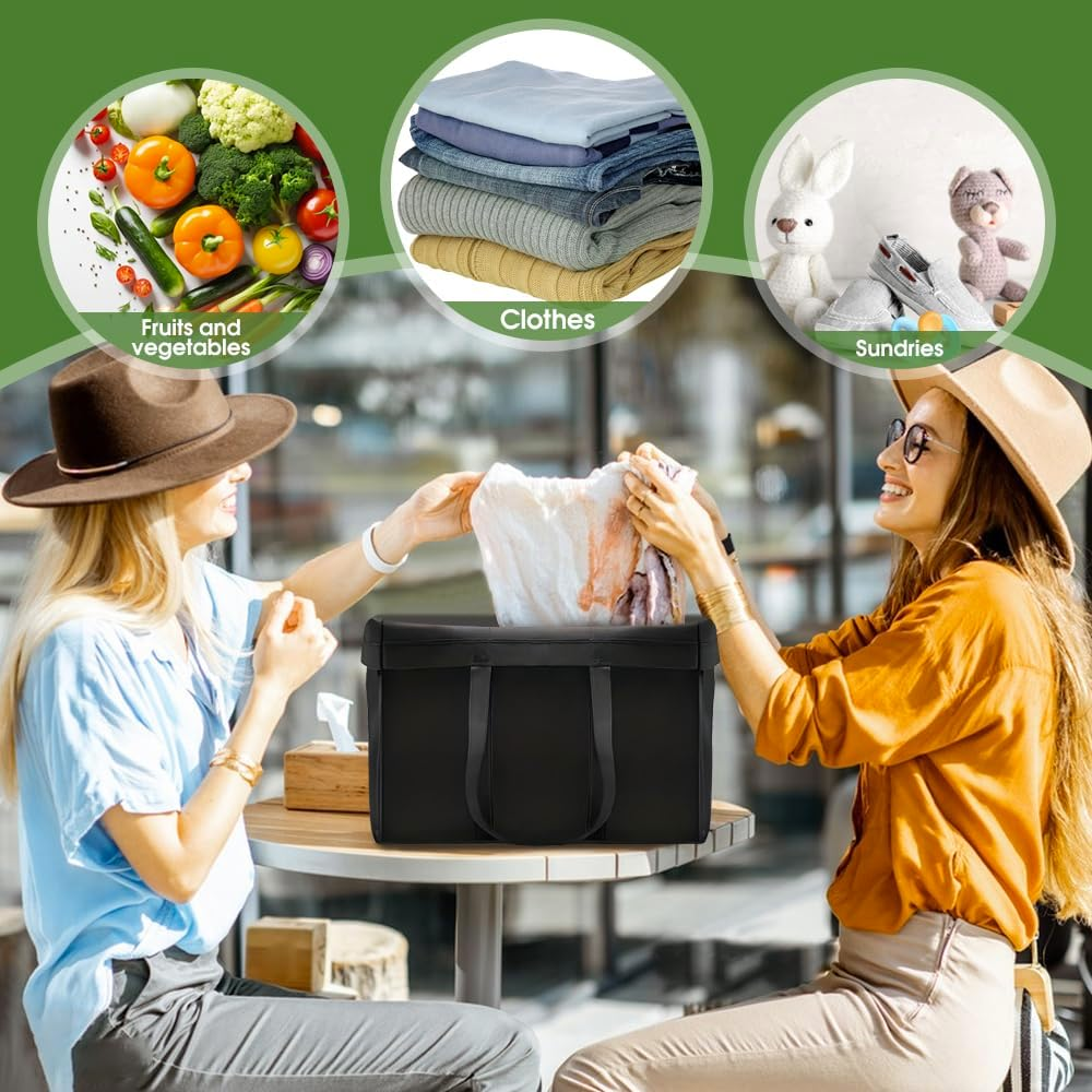 Sonicefit 6 Pack Reusable Grocery Bags, Large Foldable Shopping Totes with Reinforced Bottom, Heavy Duty, Multi-Purpose image number 1