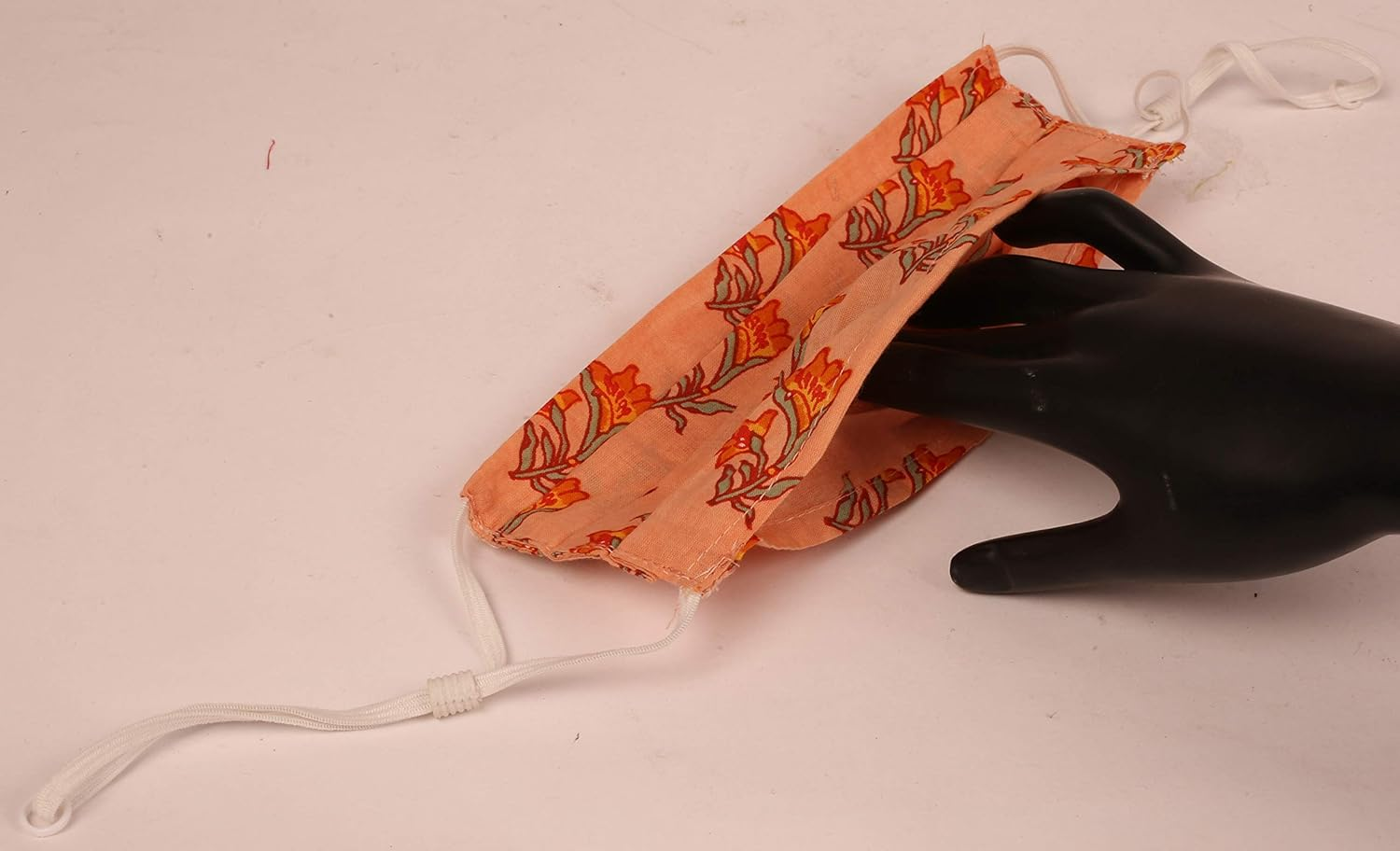 Touchstone Floral Fabric Adjustable Filter Pocket Nose Bridge Double Layer Cotton Face Mask Reusable Washable for Men, Women (Pack of 6). Grey Blue Orange Aqua Pink image number 2