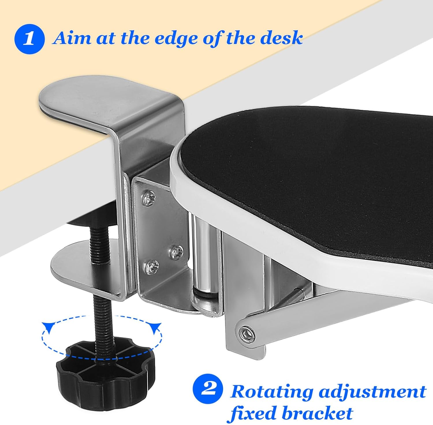 Operitacx Computer Arm Rest for Desk, 180&deg; Adjustable Rotating Elbow Arm Support, 90&deg; Foldable Desk Extender Tray, Ergonomic Mouse Pad Holder for Home and Office Desk image number 6
