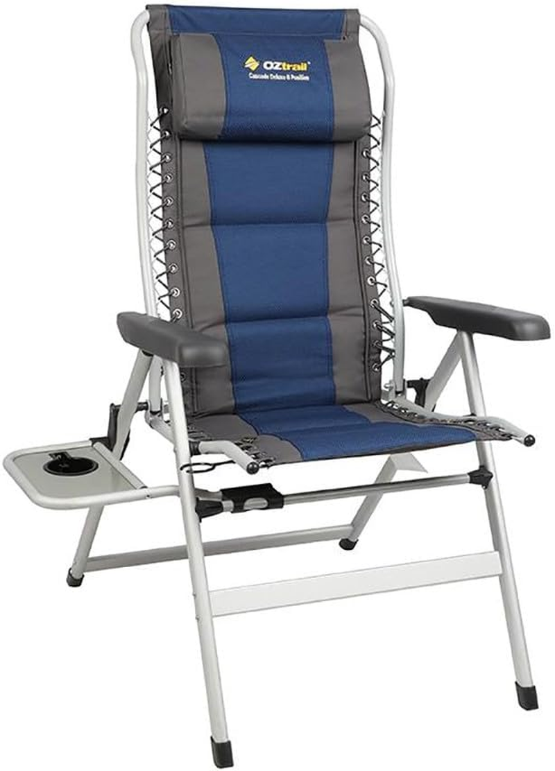 Oztrail Cascade 8 Position Deluxe Recliner Chair with Side Table
