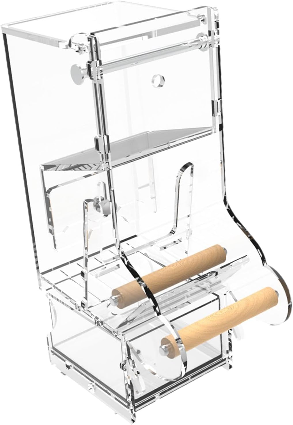 Shurzzesj Automatic Parrot Feeder, Clear Automatic Acrylic Bird Food Container with Perch, Cage Food Dispenser for Cockatiel, Squirrel, Finch, Lovebirds, Budgies, Canary, Parakeets image number 6