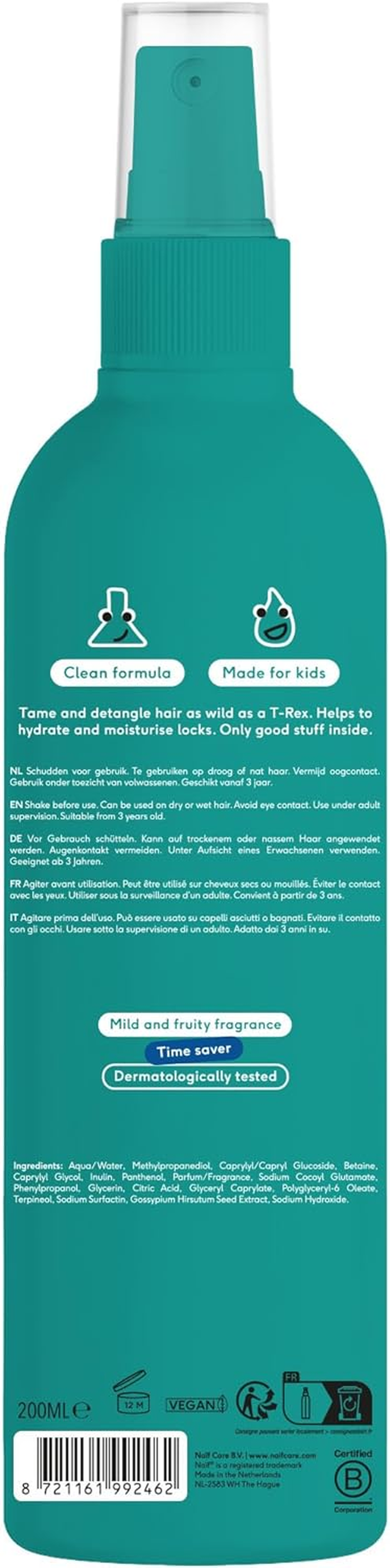 Na&iuml;f - Detangling Spray for Hair - for Soft, Easy to Comb Hair - for Children - Gentle Formula - 0% SLES - Dermatologically Tested - Natural Origin - 200Ml image number 3