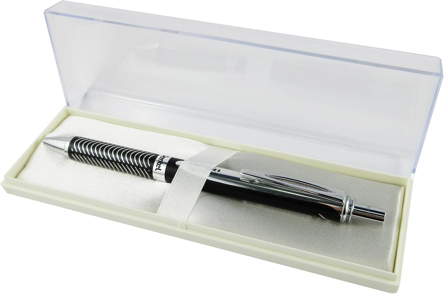 Pentel Energel Metallic Liquid Gel Pen 0.7Mm Medium Nib Black Barrel Black Ink in a Premium Case (BL407A-PBOX)