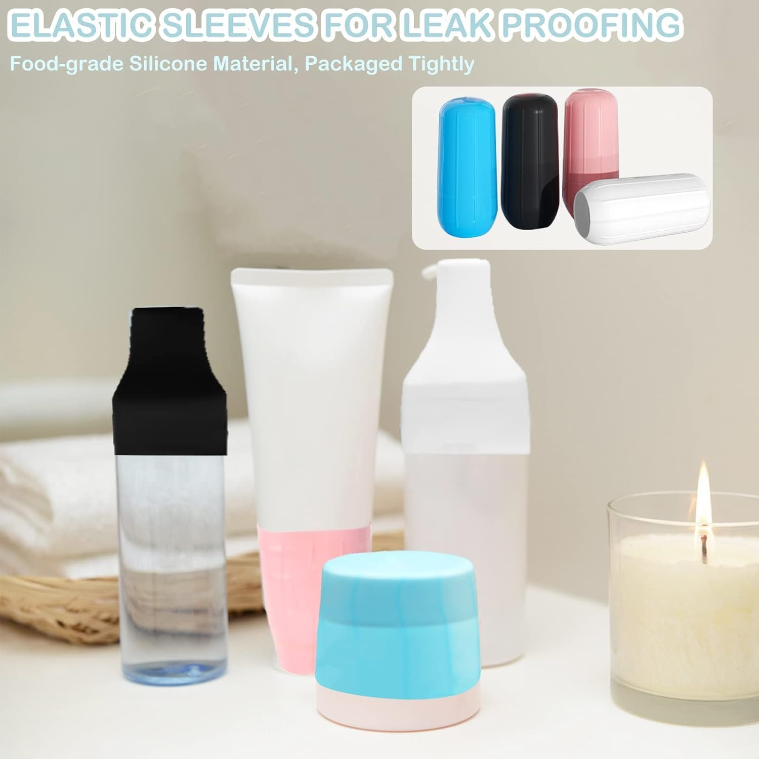 Ksngtixe 8PCS Silicone Bottle Covers Leakproof Travel Toiletry Sleeves for Shampoo Lotion Cosmetics Cruise Essentials Women Men Airplane Beach Approved image number 5