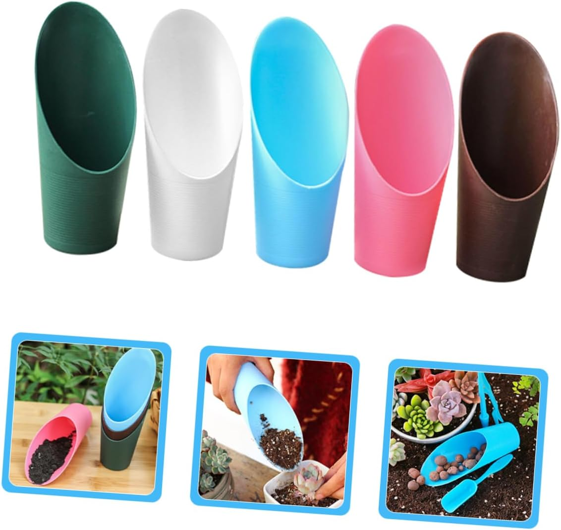 Sosoport 5Pcs Plastic Soil Scoop Garden Shovels for Succulent Planting, Multi-Color Potting Scoops Lightweight Soil Digging Tools for Bonsai and Indoor Gardening image number 4