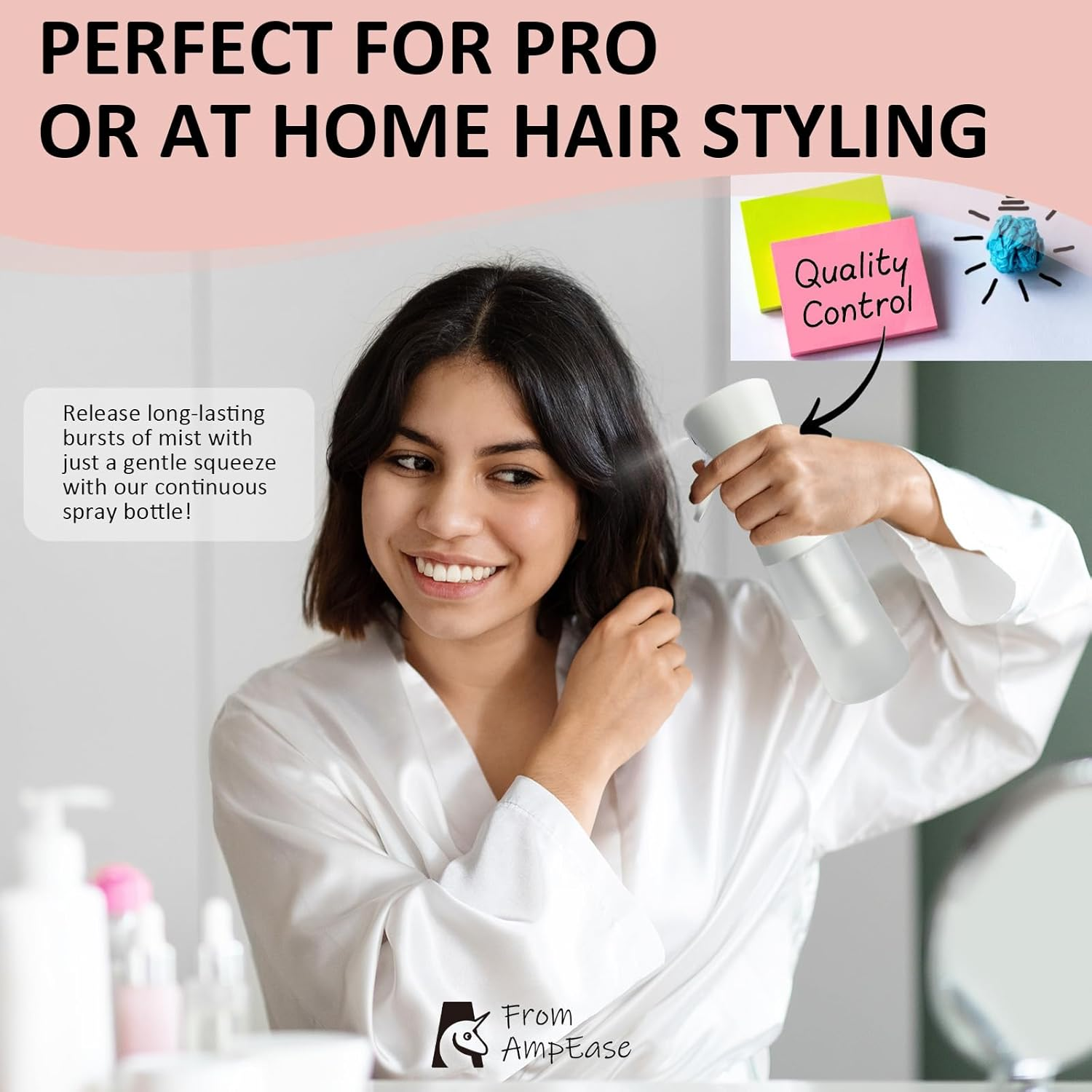 Continuous Spray Bottles - Ultra Fine Mist Sprayer Water Spray Bottle for Hair Mister Spray Bottle | Hair Spray Bottles for Hairstyling, Cleaning, Plants, Salons 200 ML (Matte White)