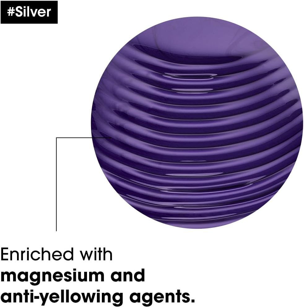 L'Or&eacute;al Professionnel Anti-Yellowing Hair Shampoo for White, Grey & Bleached Hair, Purple Pigments, Series Expert, Silver Shampoo, 300 Ml image number 4