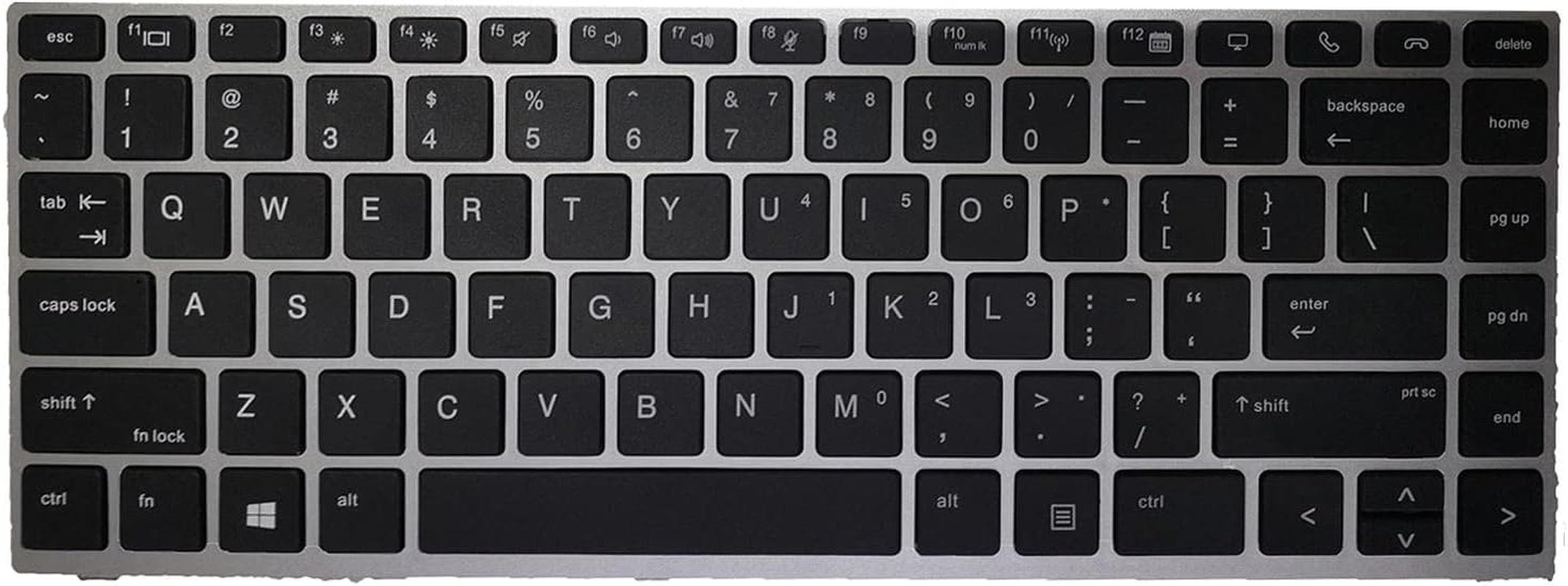 Magideal Laptop Keyboard US Layout Keypad for HP Elitebook 745 G5 840 G5 G6 Replacement Black