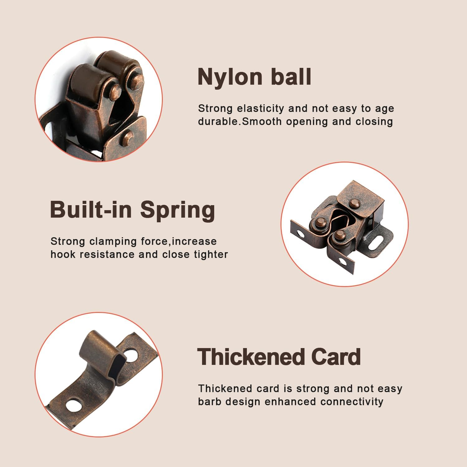 10PCS Cabinet Latch Double Roller Catch Hardware Catches Cabinet Latch Black Sturdy Catches Cabinet Latch Hardware with a Box for Cupboard Closet Kitchen Cabinet Door Latches and Catches - Funcyboo image number 4