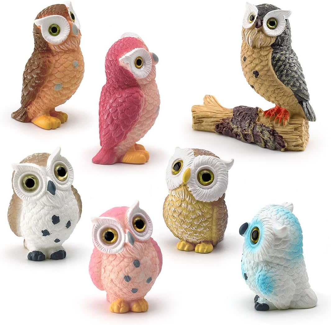 Miniature Owl Decorative Figurines 7 Pcs Mini Owls Fairy Garden Figurines Moss Landscape Garden Decoration Bonsai Crafts Home Decor Ornaments image number 2