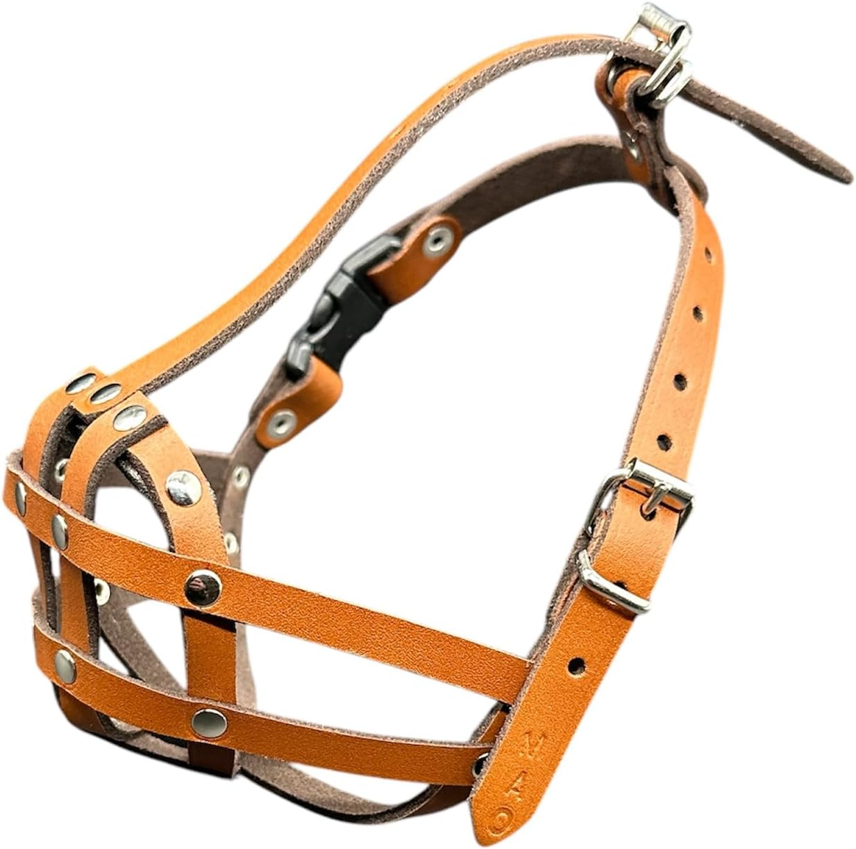 L&J Pets UK, Dog Muzzle Muzzle for Pugs and Other Short Snout Dogs (M2, Brown Leather) image number 1