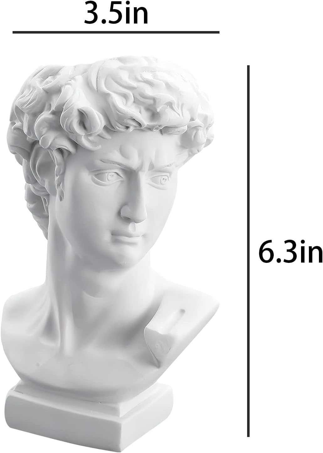 David Statue Vase - 6 Inch Greek Bust Head Aesthetic Planter White Home Decor Roman Style Resin Succulent Flower Planter Pot Sculpture Brushes Holder Makeup Pen Holder image number 4