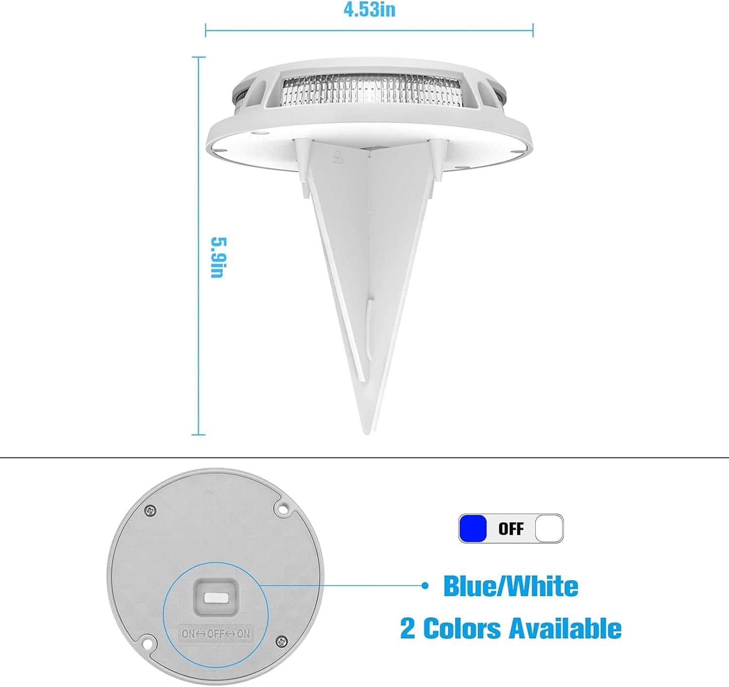 XIULIUU Solar Deck Lights, 4 Pack Solar Powered Driveway Lights, IP68 Waterproof, Outdoor Warning Dock Lights for Step Sidewalk Stair Garden Pathway Walkway Yard (Blue/White) image number 2