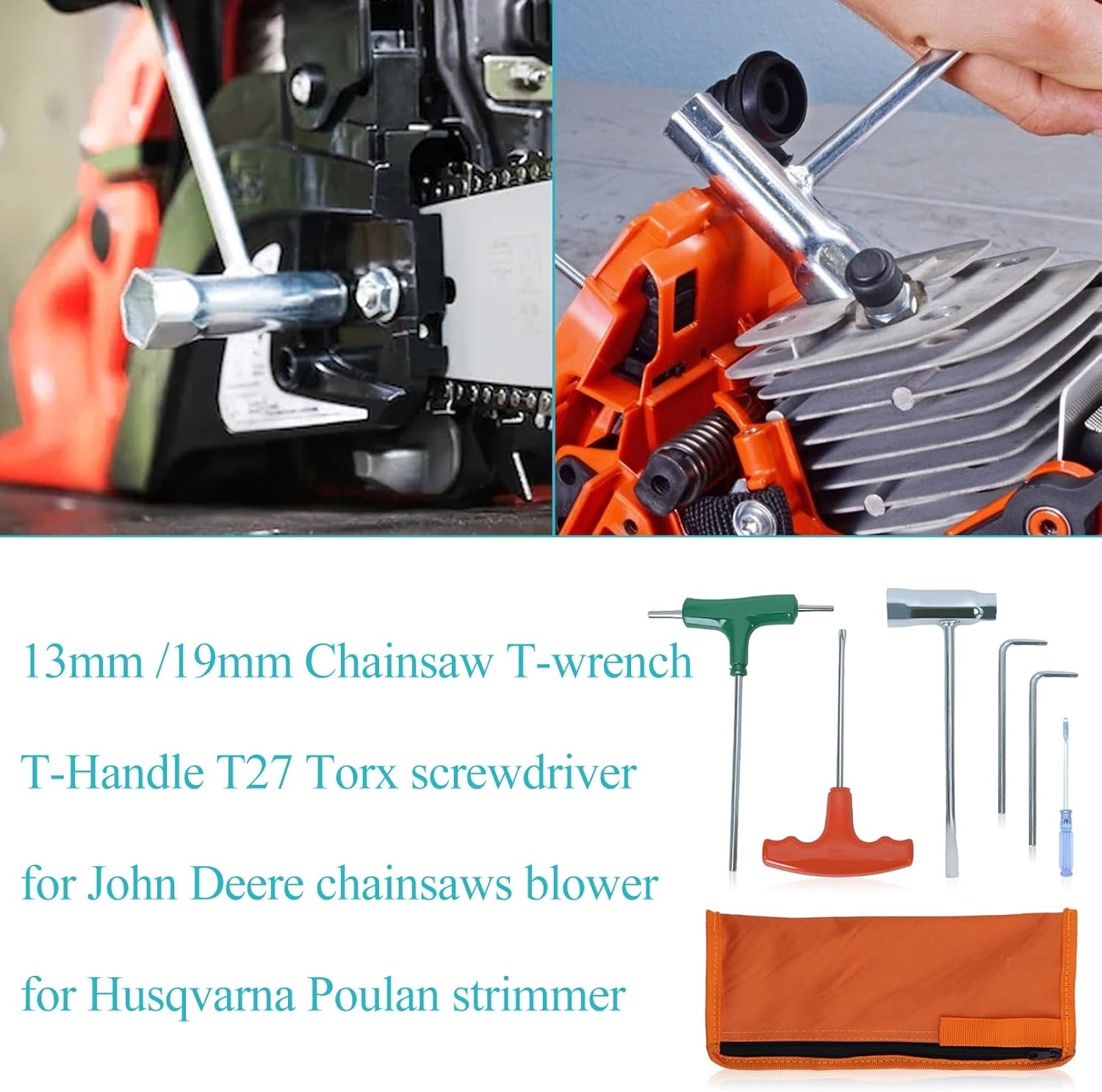 Atunee Chainsaw T Wrench 19Mm X 13Mm and T-Handle T27 Torx Screwdriver Kit for Husqvarna Stihl image number 1