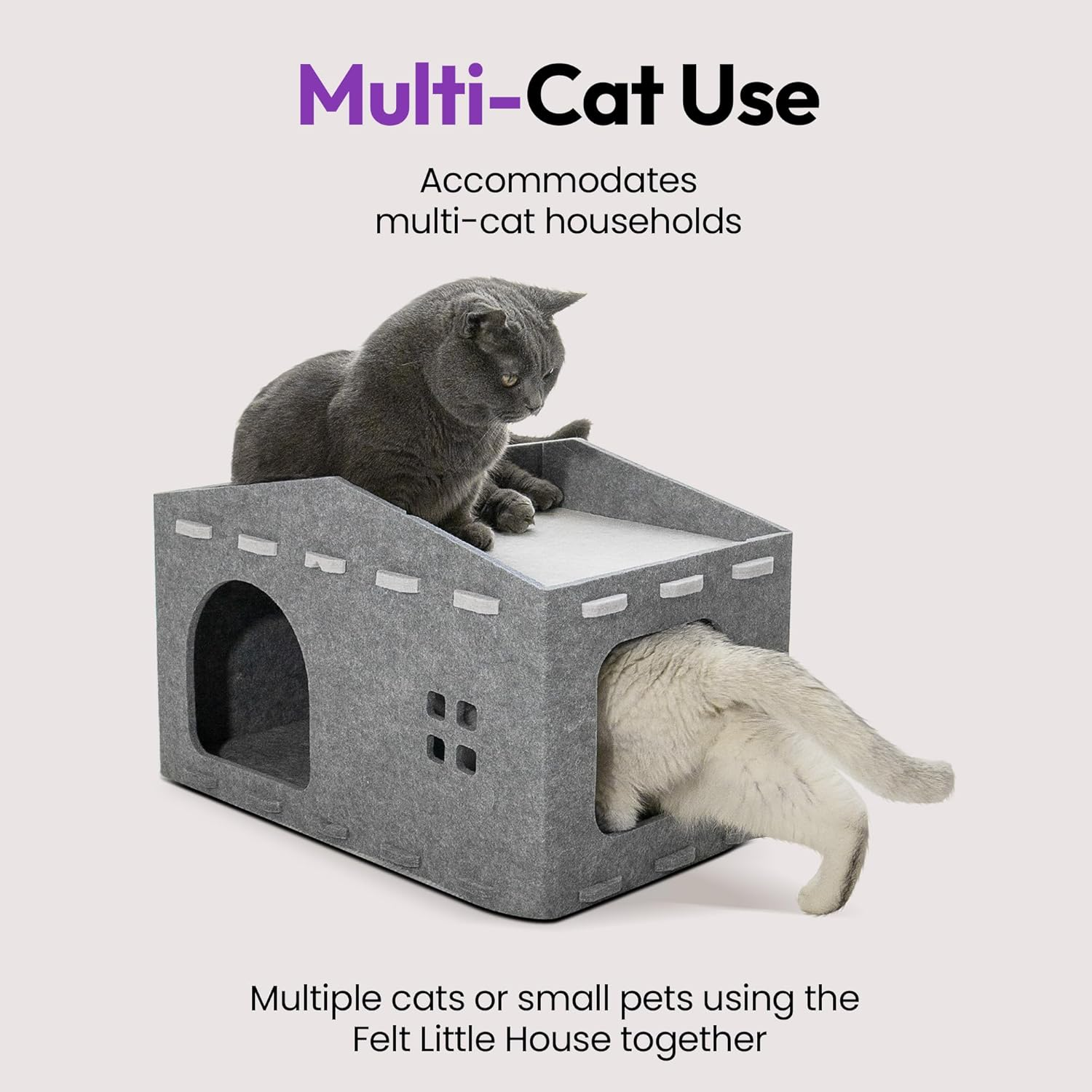 PURRZ Cat Felt House &ndash; Cozy Indoor Hideaway for Cats & Kittens &ndash; Durable, Enclosed Felt Cat Cave Bed &ndash; Modern, Easy-To-Clean Furniture for Home D&eacute;cor image number 6