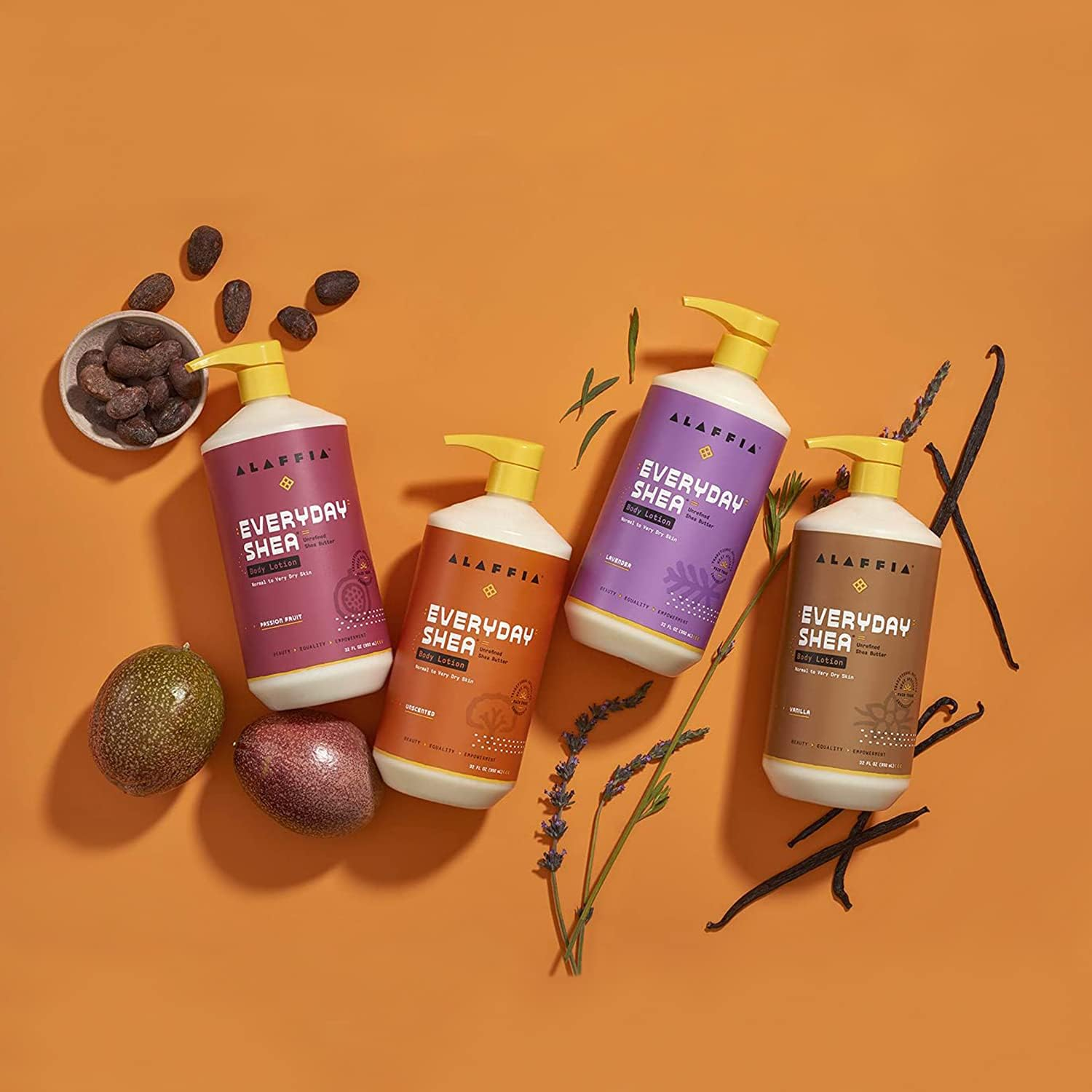 Alaffia Everyday Shea Body Lotion - Normal to Very Dry Skin, Moisturizing Support for Hydrated, Soft, and Supple Skin with Shea Butter and Lemongrass, Fair Trade, Lavender, 2 Pack - 32 Fl Oz Ea image number 5