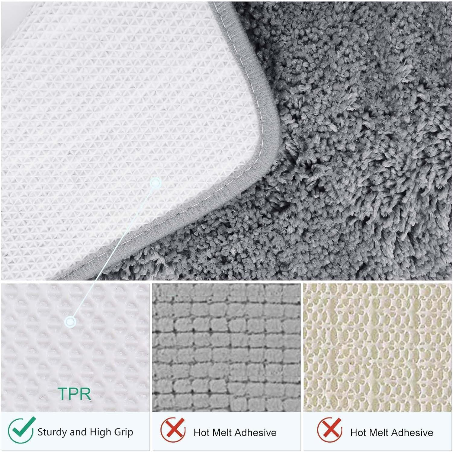 Miners2000 Shaggy Bathroom Rug, L-Shaped Dark Grey Bath Mat, Non Slip Corner Shower Mat, Water Absorbent Soft Bath Rug, Fluffy Washable Rug Carpet for Square Shower, Tub, Bath Room image number 6