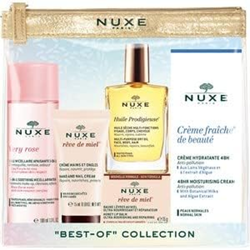 Nuxe "Best-Of" Collection: Very Rose Micellar Water+Reve De Miel Hand & Nail Cream+Huile Prodigieuse Multi-Purpose Dry Oil+Reve De Miel Honey Lip Balm+Creme Fraiche De Beaute 48HR Moisturising Cream 5Pcs