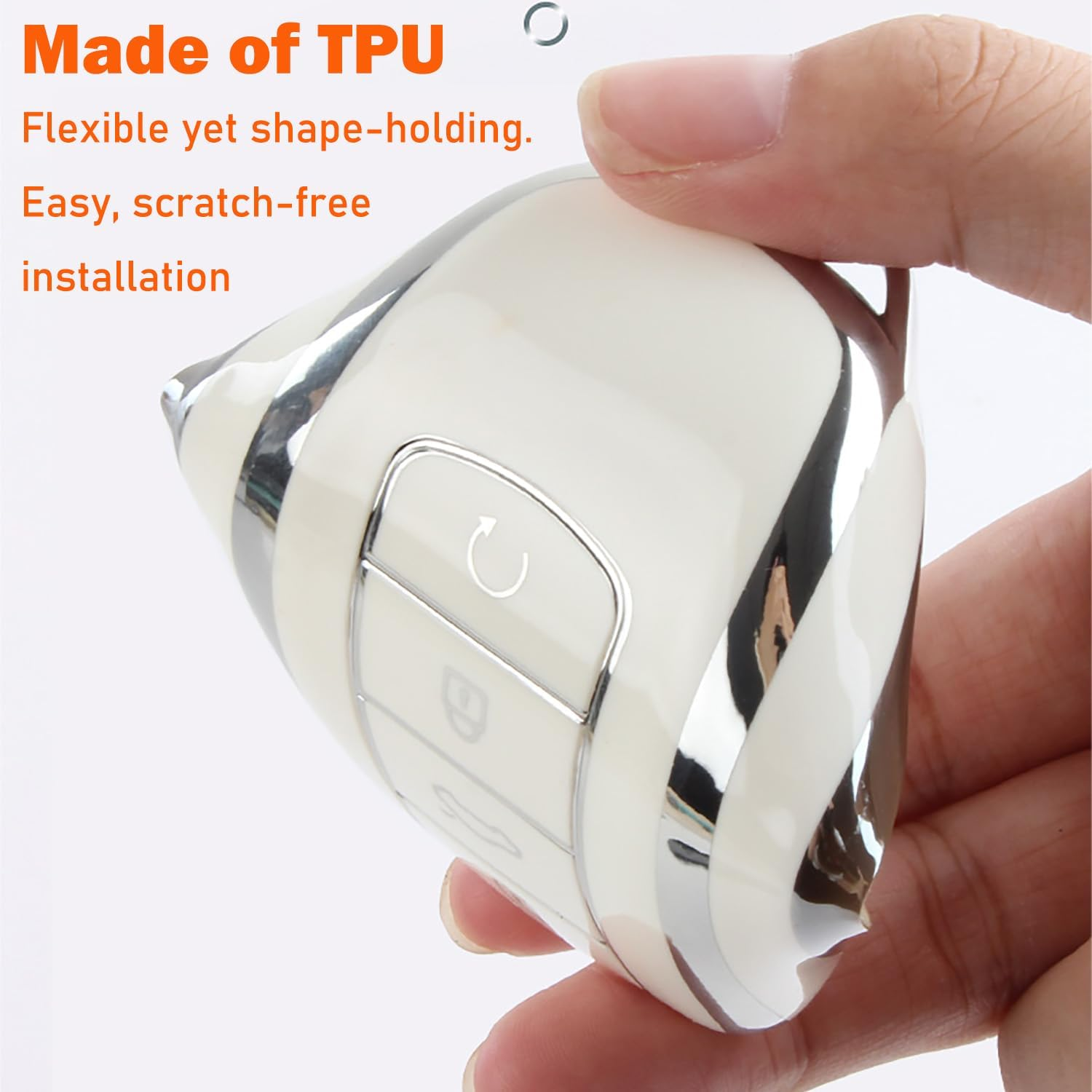 SILHOL Durable Car Smart Key Fob Cover for Chery Omoda 5 and Tiggo 8 Pro, White TPU Protection Cover image number 6