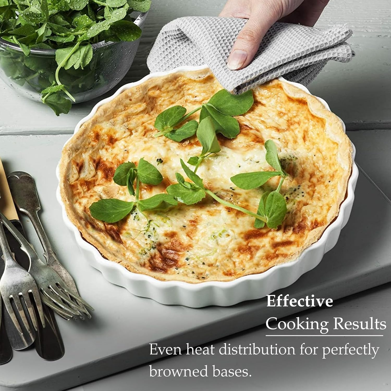 WM Bartleet & Sons - Traditional Porcelain round Flan Dish, (22Cm) &ndash; Premium Quiche and Tart Baking Dish - Made from 100% Porcelain &ndash; Classic Smooth Glazed Finish image number 4