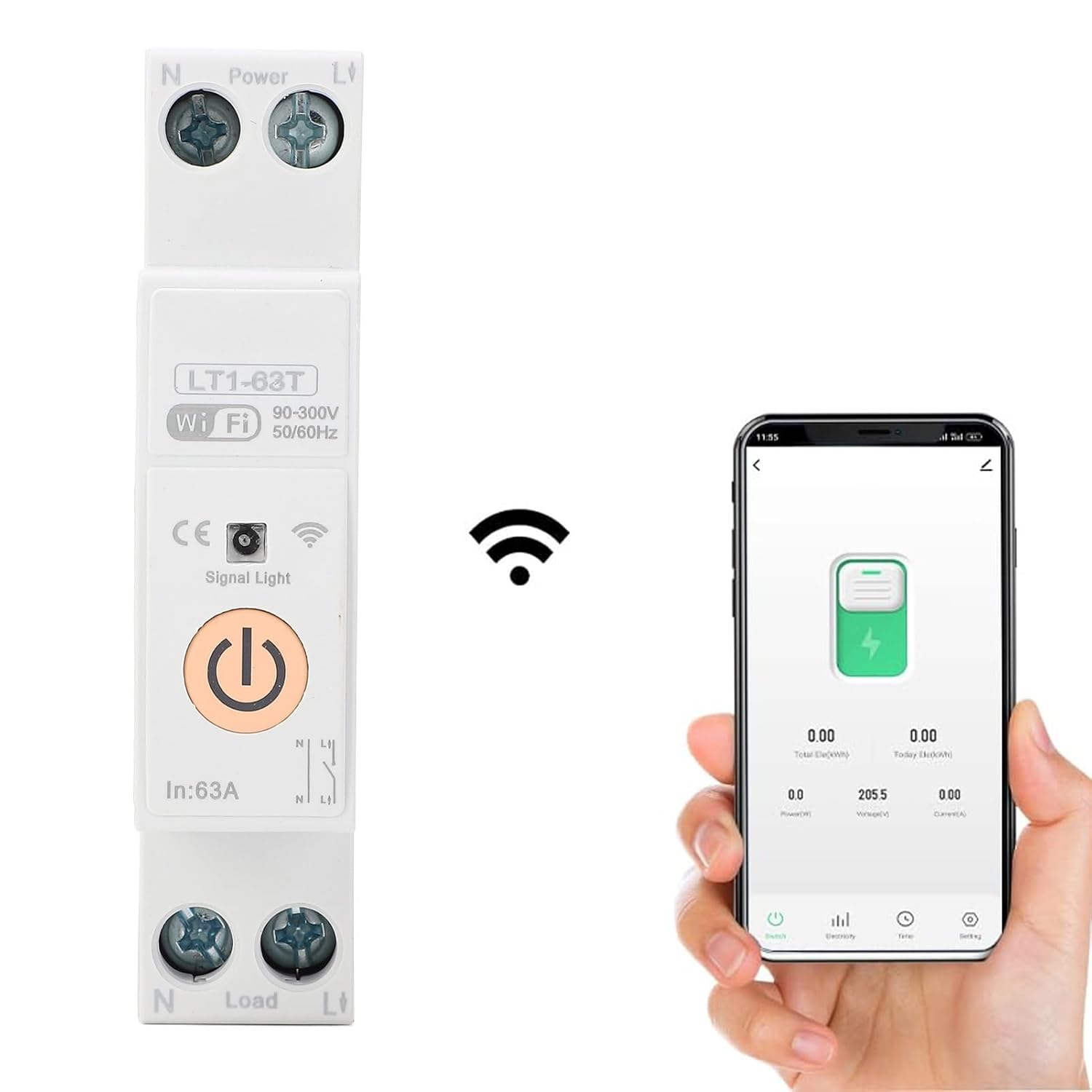 LT1 63T Smart Switch Circuit Breaker Touch Control Power Metering Timer Relay 63A Timer Voice Remote Control Energy Monitor for APP Control for Home Office Factory image number 6