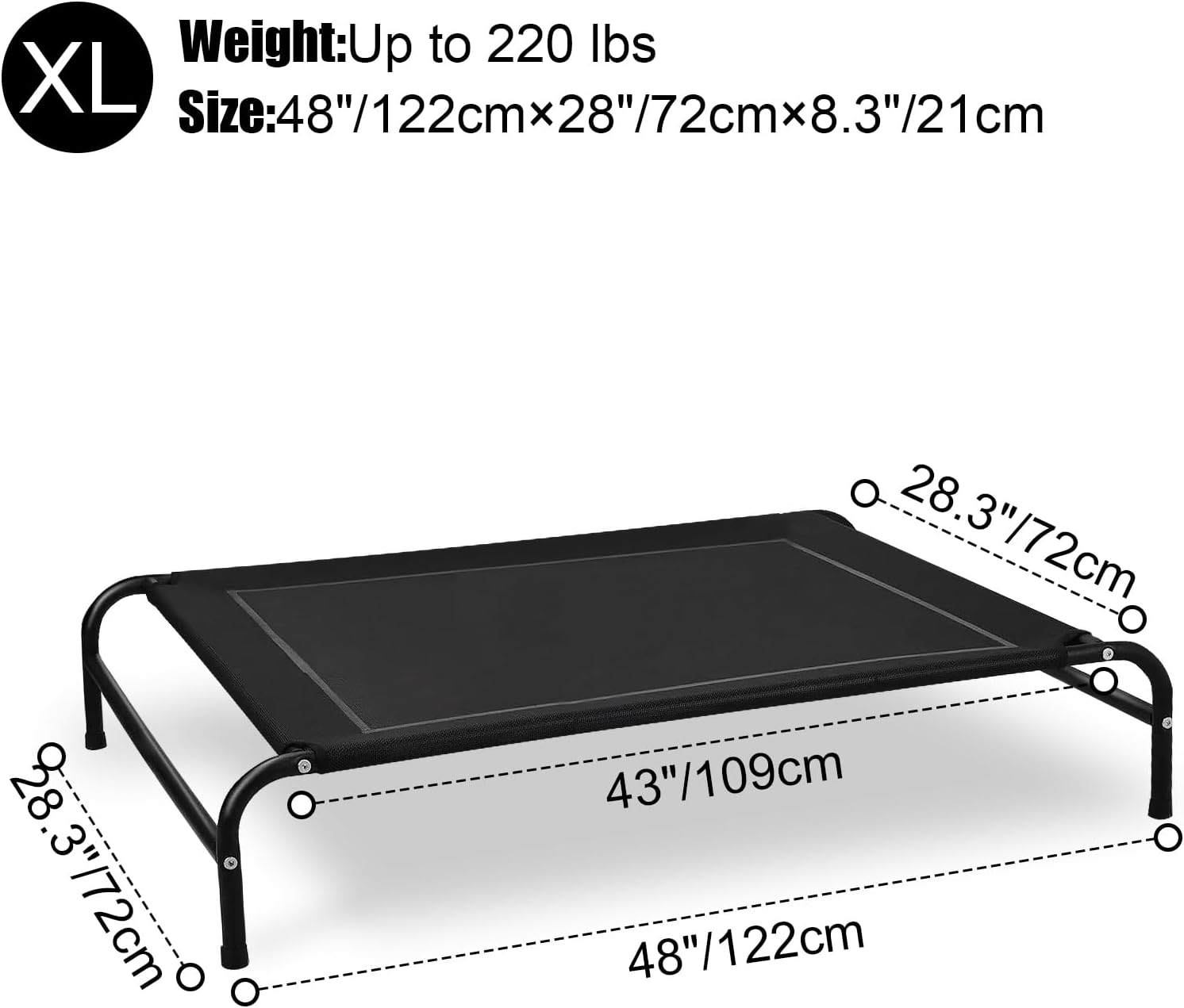 Elevated Dog Bed for Large Dogs，Raised Dog Bed Cot Cooling，Portable Pet Travel Bed for Outdoor，Washable Breathable Mesh Pet Bed with Metal image number 3