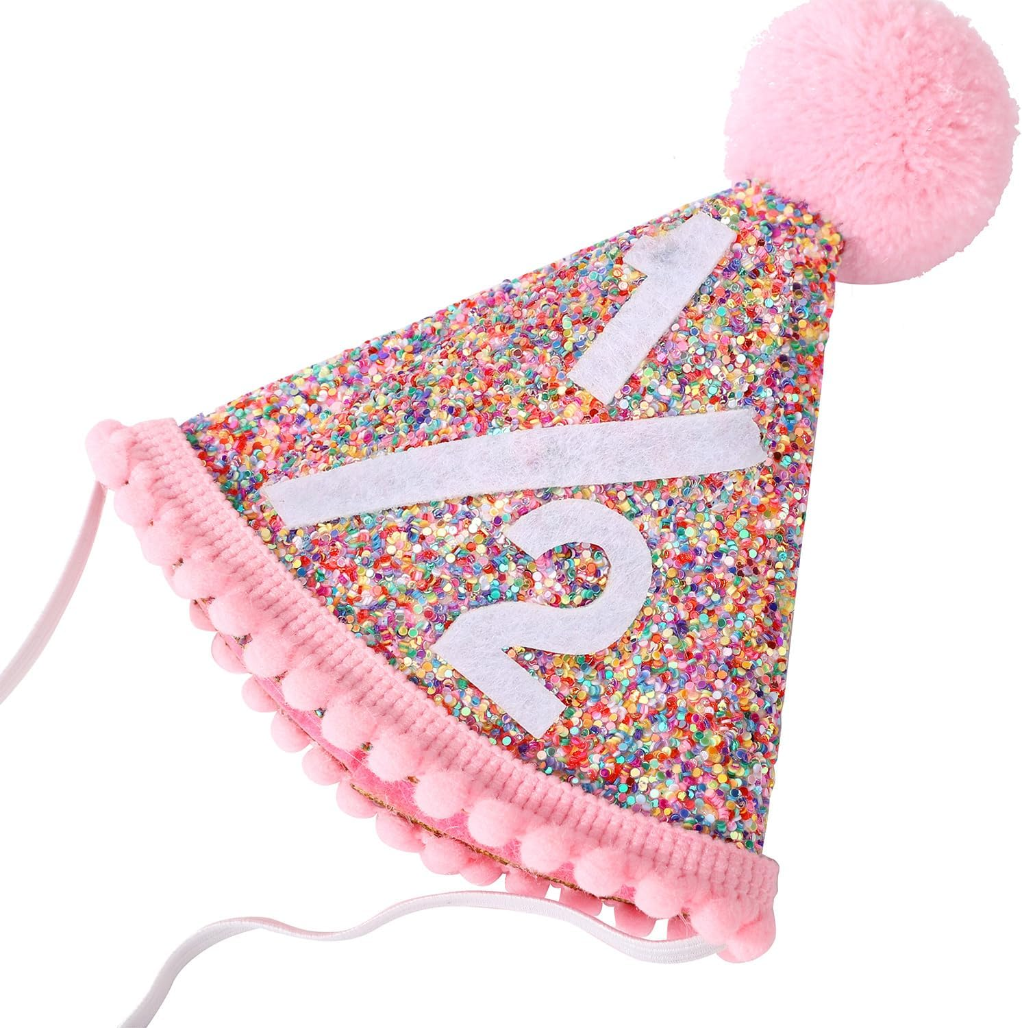 Eoopoon Rainbow Cone Birthday Hat, Glitter Birthday Hat, Perfect Birthday Party Decoration for Boys and Girls - First Cone Hat image number 7