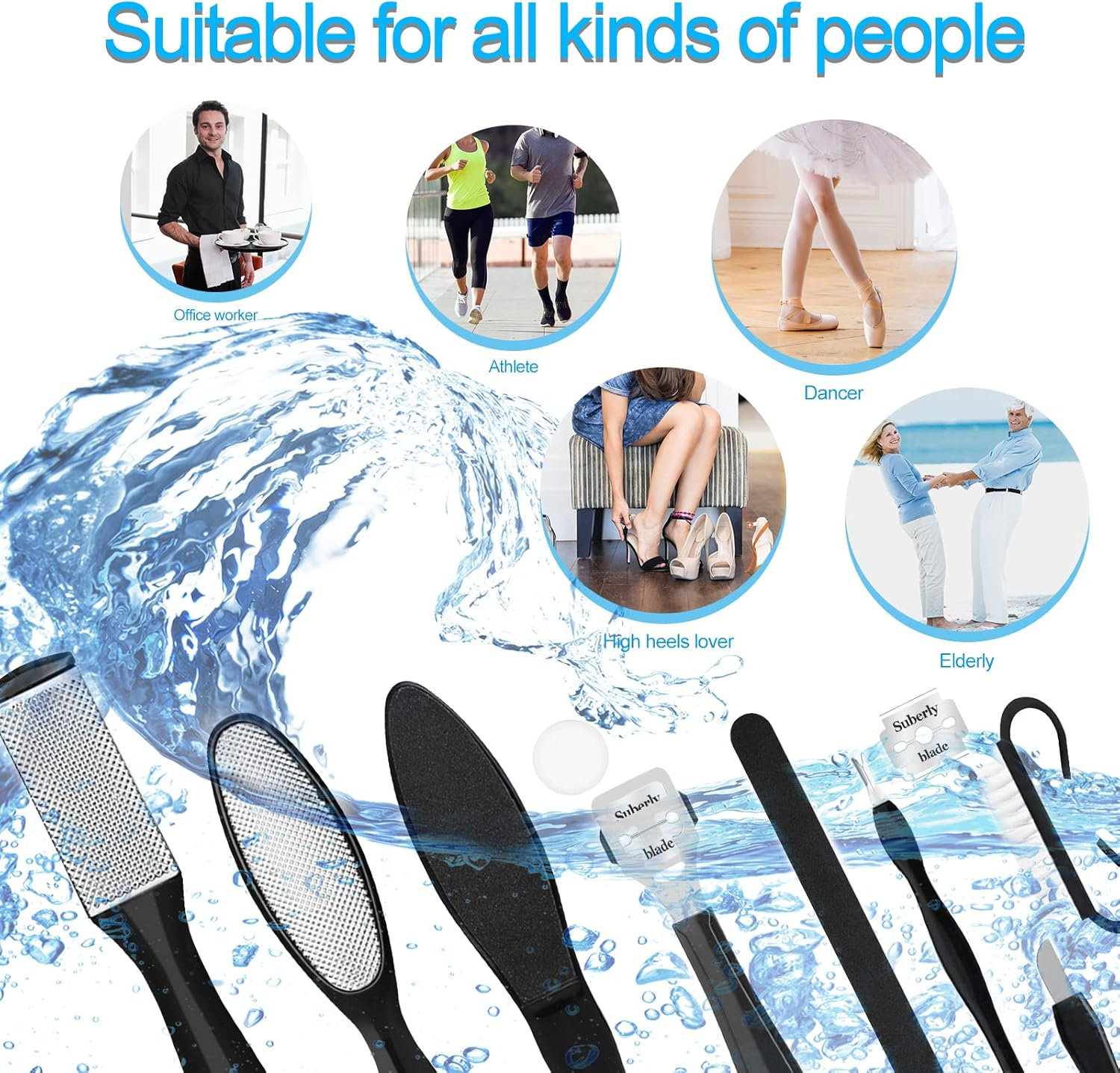 Sularpek Pedicure Kit, 10 in 1 File Feet, Pedicure Scraper, Pedicure Kit for Hard Skin Remover and Calluses, Foot Care image number 2