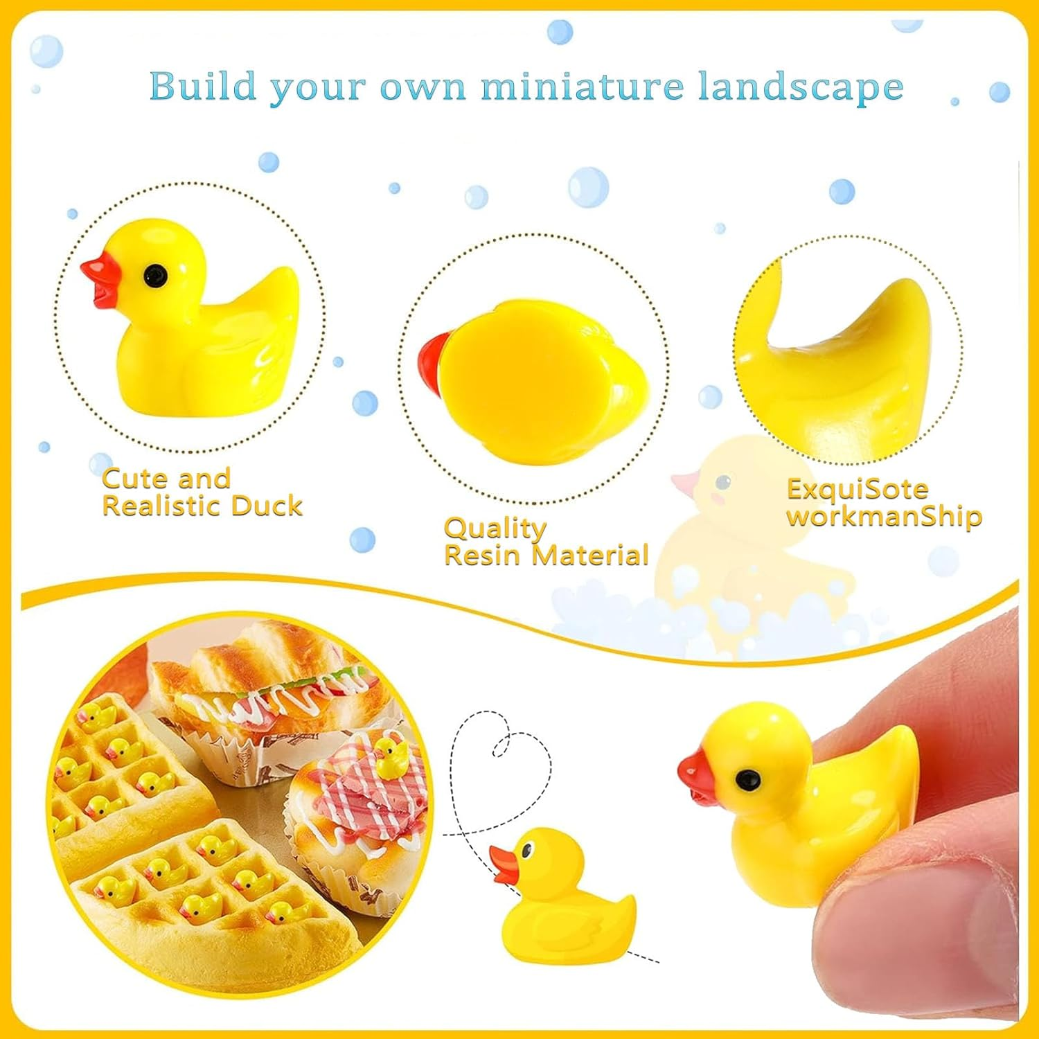 210Pcs Mini Resin Ducks, Yellow Tiny Ducks Miniature Figures for Aquarium Garden Landscape Dollhouse Ornament Potted Decorations DIY image number 4