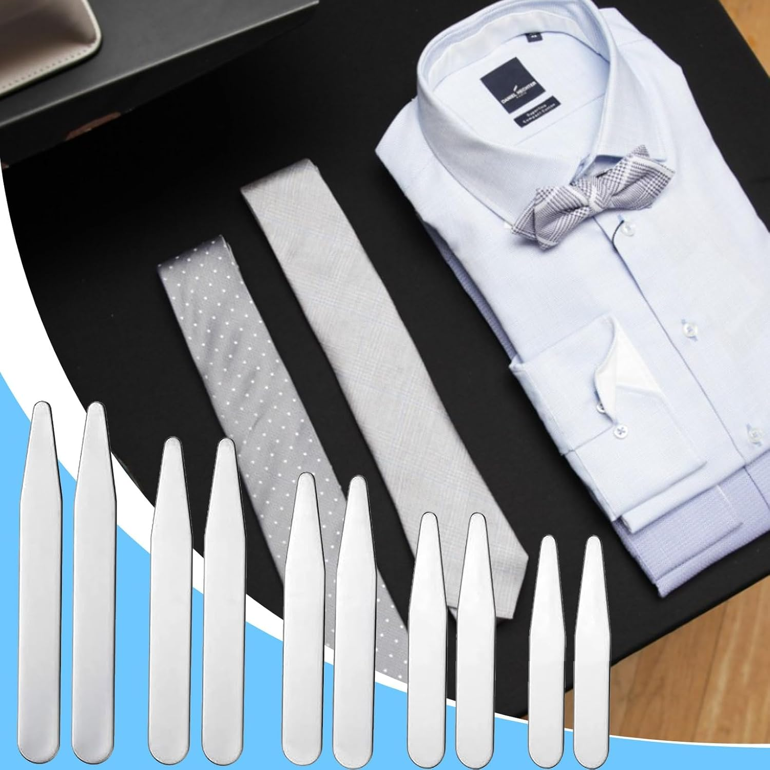 10 PCS Stainless Steel Collar Stiffeners, for Home Use Organizing Travel Mens Dress Shirt (5/5.6/6.3/7/ 7.6Cm)5 Sizes image number 5