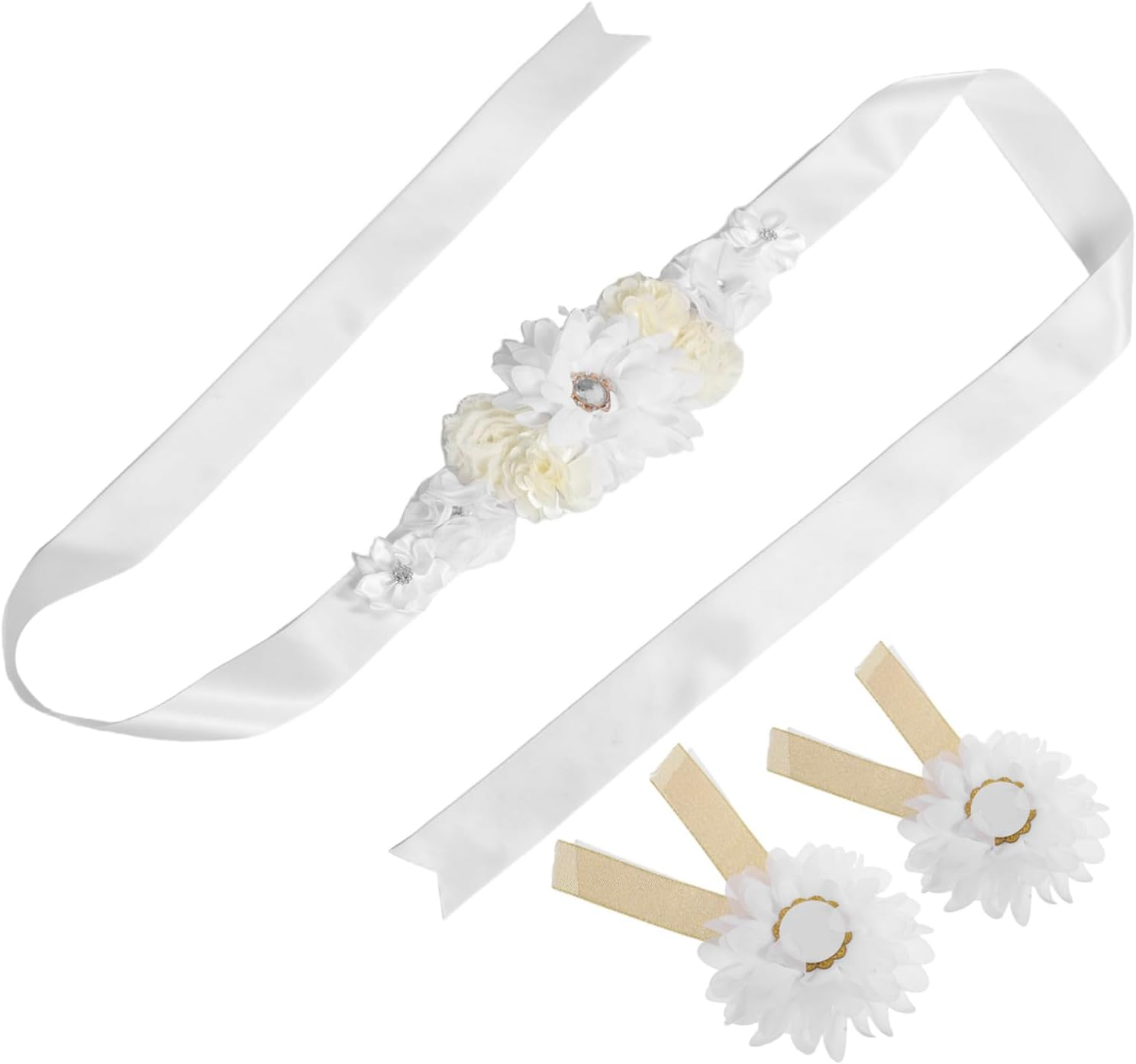 Milisten Adjustable Maternity Sash with Elegant Floral Design for Pregnant Women Soft Breathable Belly Belt for Showers Wedding Photography and Party Support image number 4