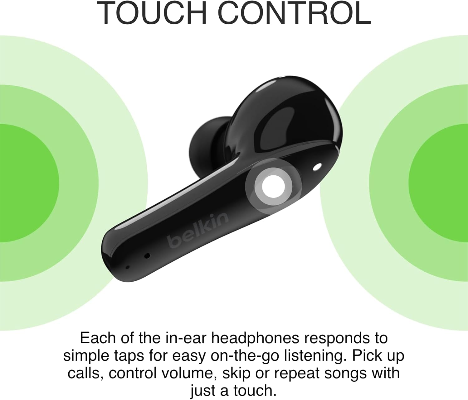 Belkin SOUNDFORM Move True Wireless Headphones, Black, Universal, &lrm;Pac001Btbk-Gr image number 1