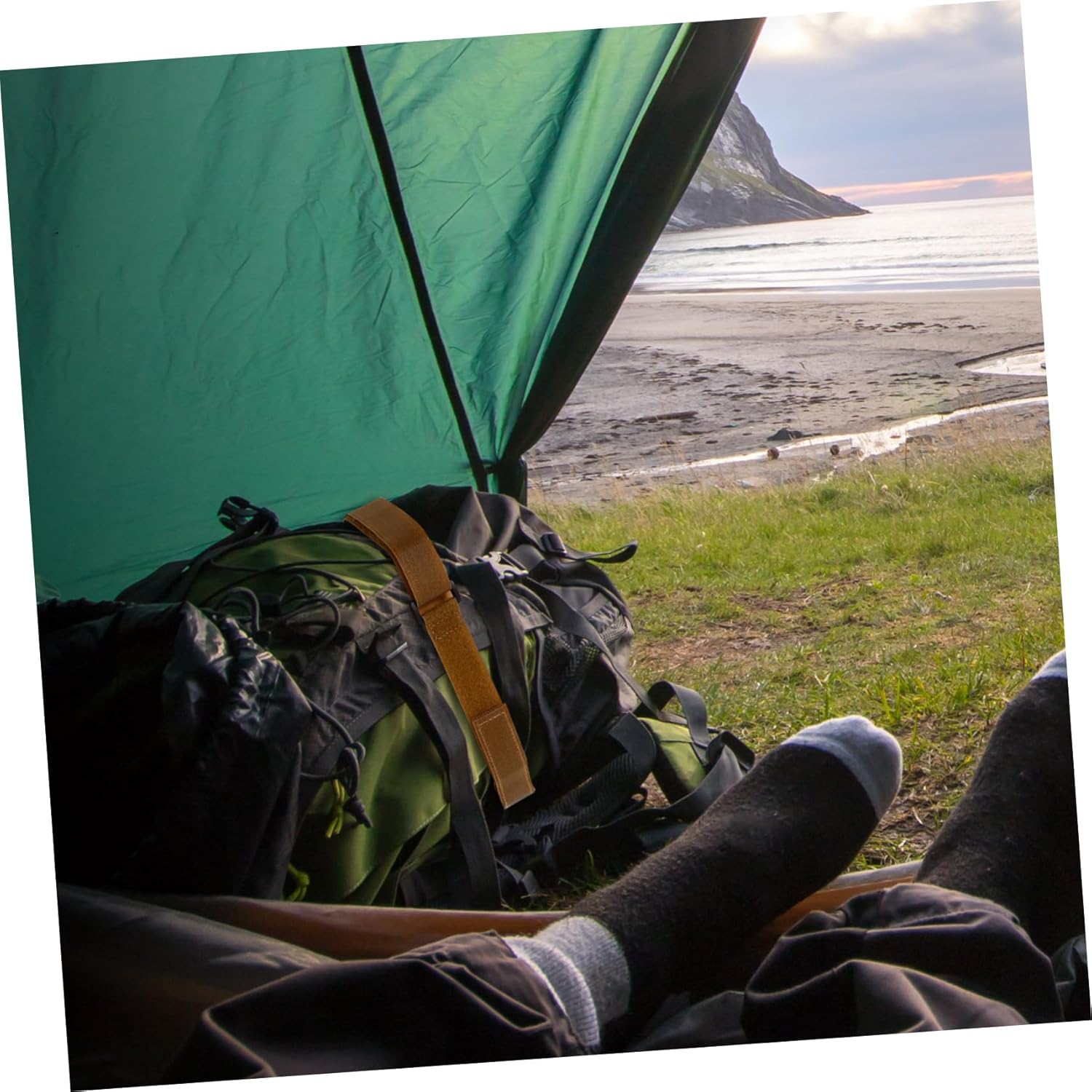 Homoyoyo 3Pairs Camping Luggage Lashing Straps Binding Belts for Luggage Adhesive Ropes Buckle Belts image number 2