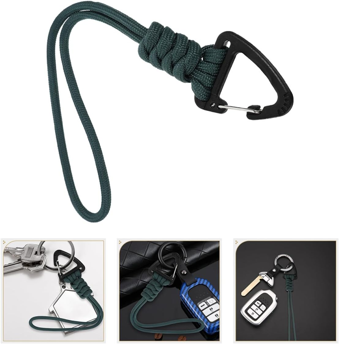Iplusmile Multifunctional Polyester Cord Lanyard with Carabiner Keychain, Military Green Wrist Strap Anti-Lost Rope for Outdoor, Travel, and Everyday Key Holding image number 1