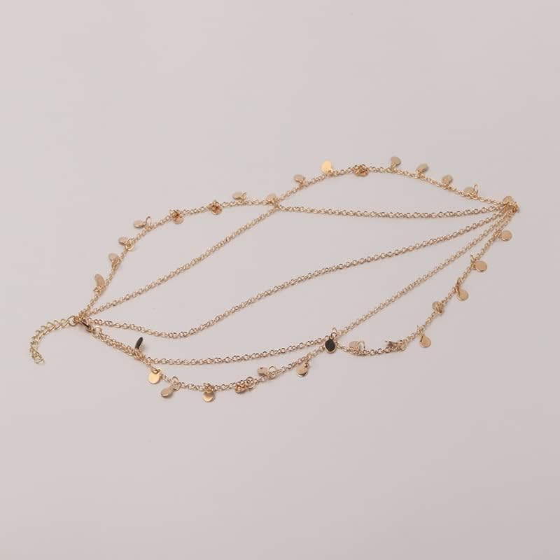 AIMALL Boho Layered Gold Tassel Pendant Head Chain for Women and Girls, Gypsy Sequin Forehead Headpiece for Festivals, Halloween, Proms, and Costume Jewelry image number 5