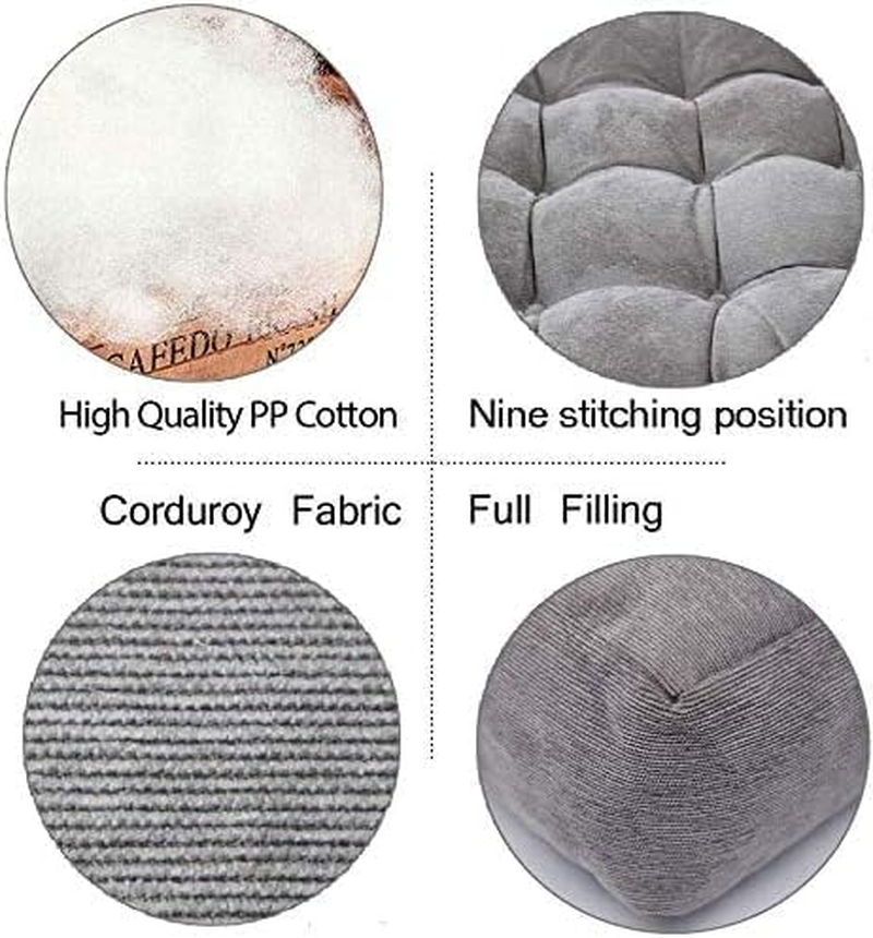 Kaichen Thicken Corduroy Seat Cushion,Floor Pillow，Large Square Seat Pads Plush Tatami Futon Floor Mat Bay Window Cushion Yoga Meditation Pad 55X55Cm(22X22Inch) (Grey) image number 6