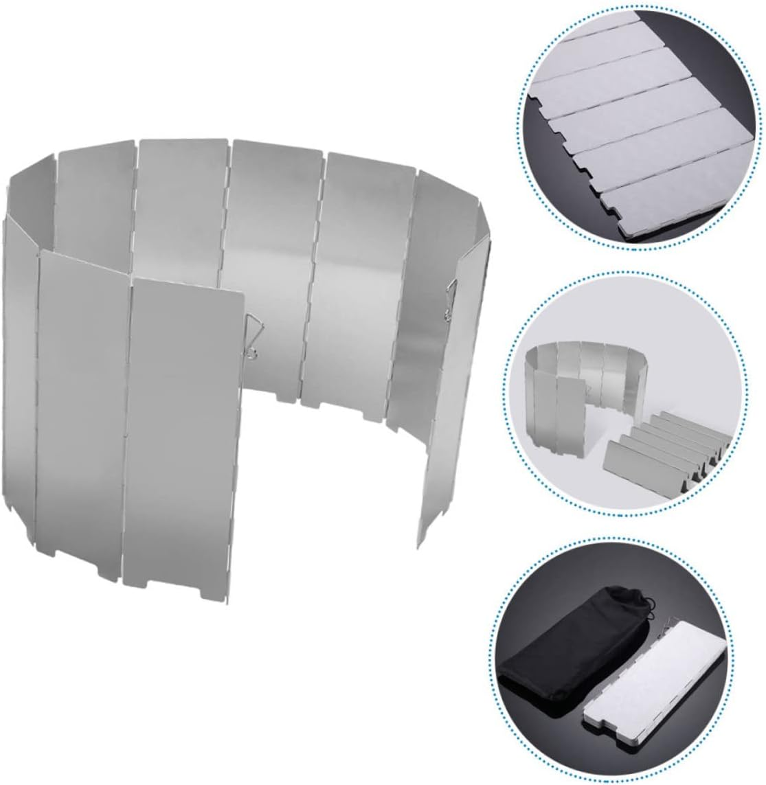 Folding Camp Stove Wind Screen 12Pcs Aluminum Alloy Outdoor Burner Windshield Lightweight Portable Camping Cooker Windscreen for Bbq Picnic Use image number 2