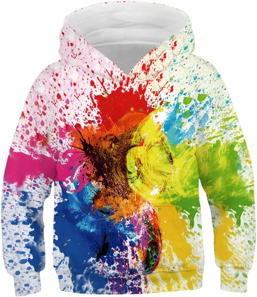 Morbuy 3D Galaxy Animal Print Unisex Hoodies for Boys Girls Kids Casual Sports Pullover Tops