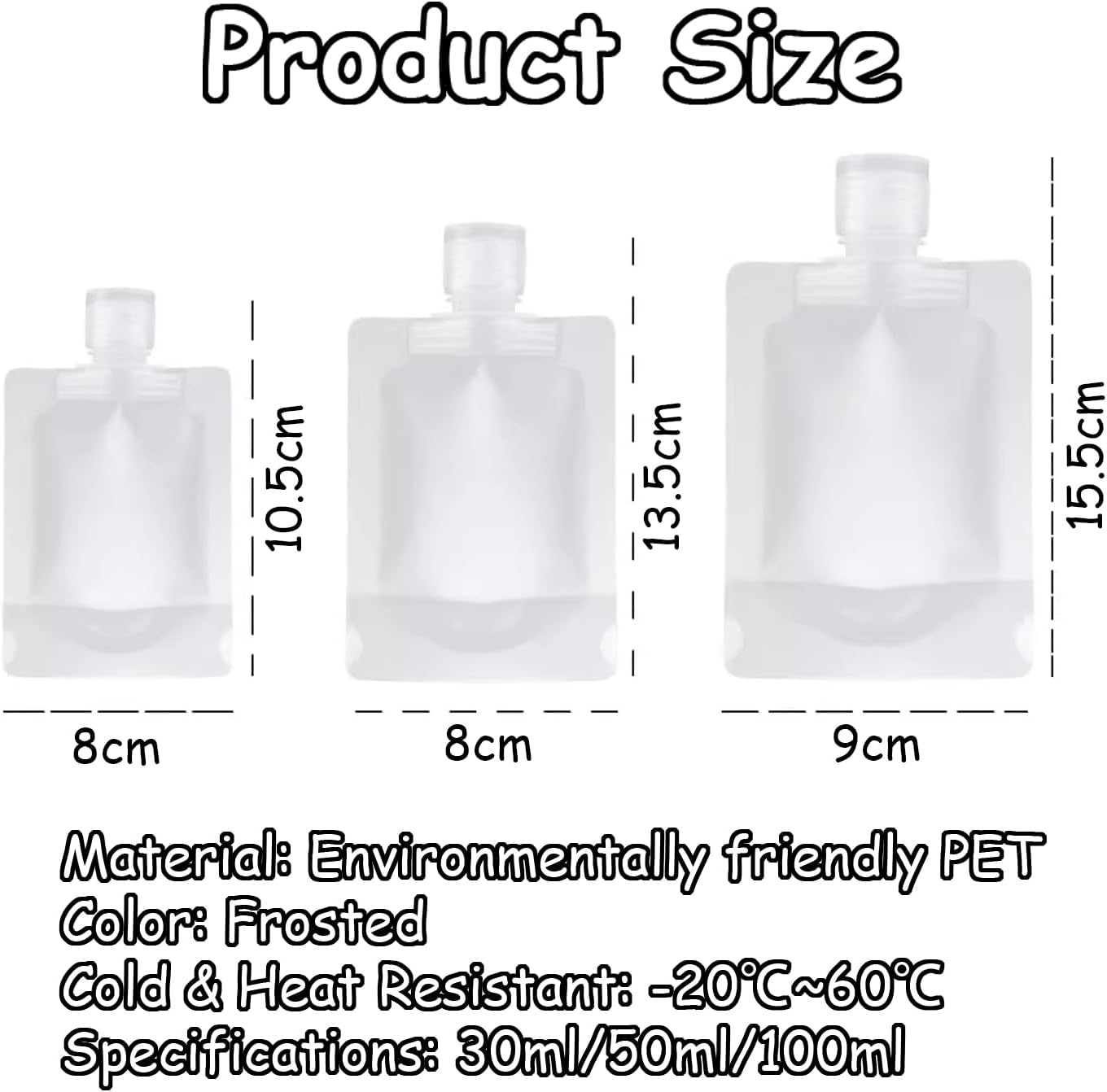 Taoluwin 6Pcs Travel Pouches for Toiletries Set, Leak Proof Clear Squeeze Bags 30Ml/50Ml/100Ml, Triple Seal Travel Size Containers with Stickers, Frosted White image number 4