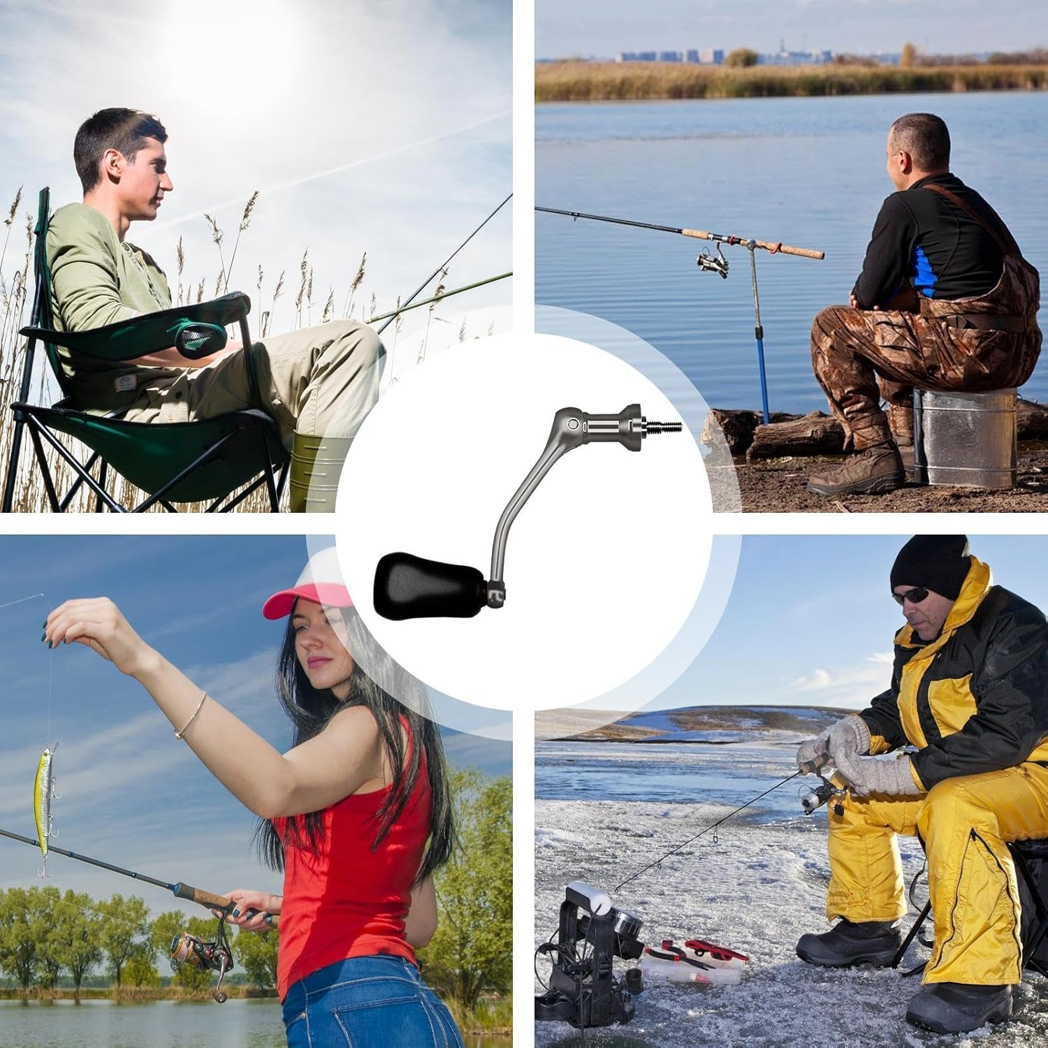 Fishing Reel Handles,Fishing Wheel Crank Handle Ergonomic Rocker | Comfortable Screw-In Knob, Replacement Grip Parts for Freshwater & Seawater Fishing - A image number 6