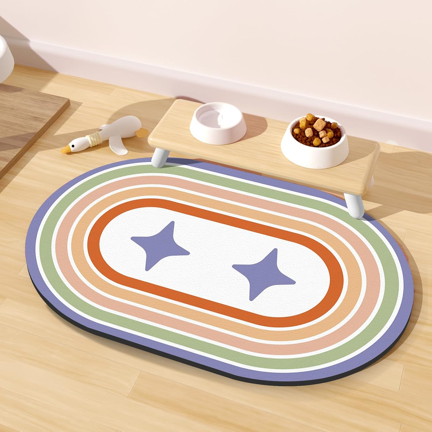 METEOROCK Absorbent Dog Food Mat, 51X30.5Cm Non Slip Cat Feeding Mat, Anti-Scratch Cat & Dog Bowl Mats for Floor, Easy Clean Pet Food Mats for Dogs and Cats, Fit with Kitchen, Living Room, Garden image number 2