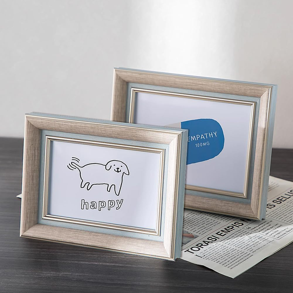2 Pack Photo Frames A4 Picture Frame,Wall Hange and Table Decor for Home,Office,Gallery（Linen Blue） image number 4